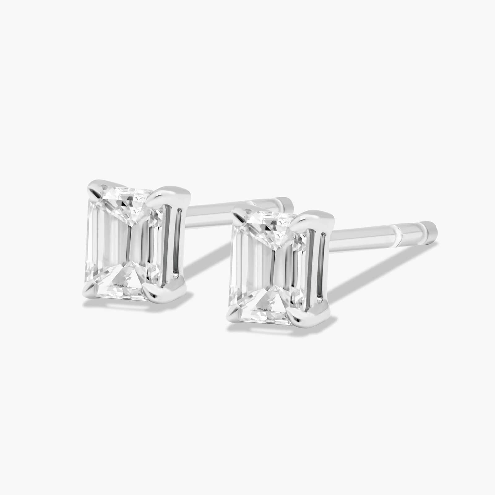 Emerald Cut 0.25 CTW Lab-Grown Diamond Stud Earrings In 14K White Gold