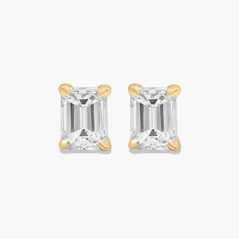 Emerald Cut 0.25 CTW Lab-Grown Diamond Stud Earrings In 14K Yellow Gold