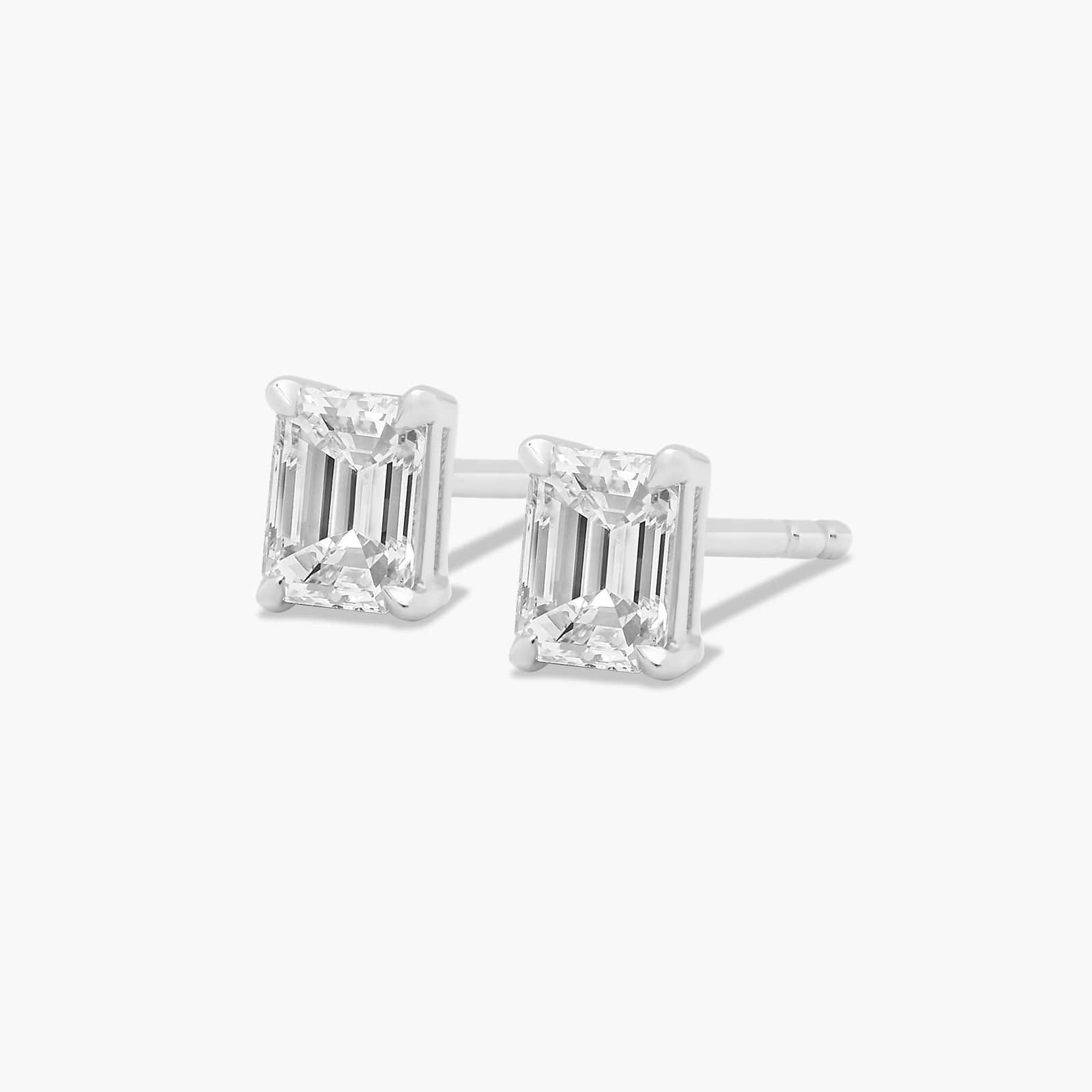 Emerald Cut 0.5 CTW Diamond Stud Earrings In Platinum