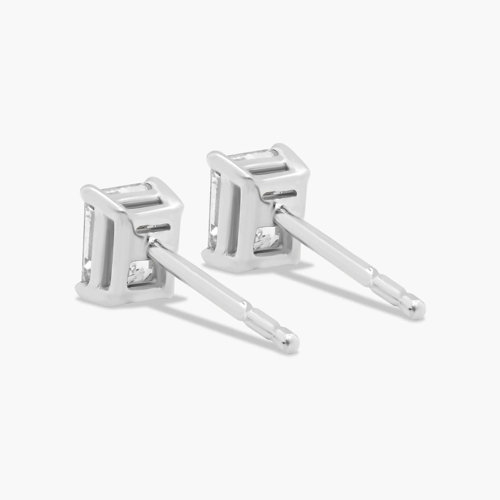 Emerald Cut 0.5 CTW Diamond Stud Earrings In Platinum