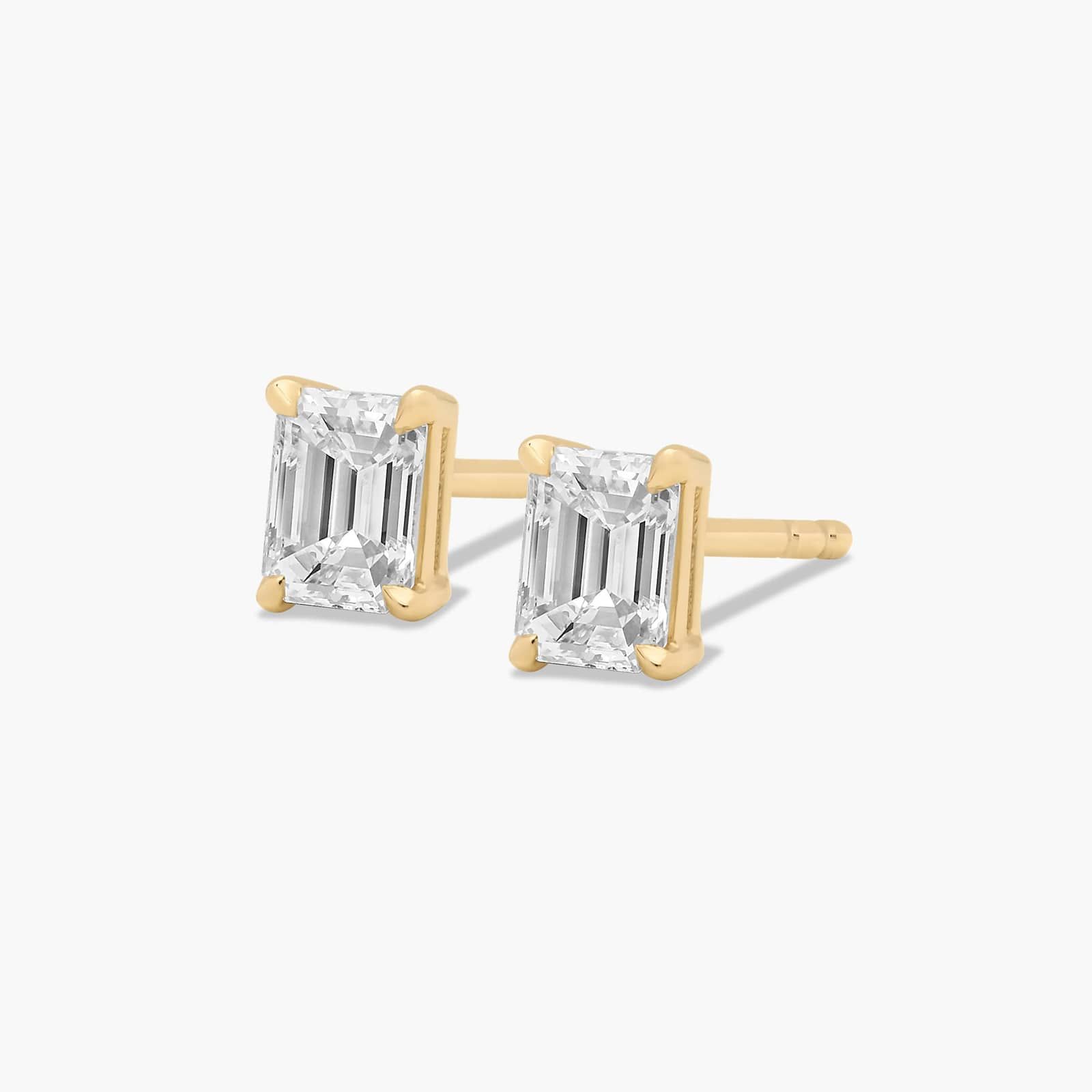 Emerald Cut 0.5 CTW Diamond Stud Earrings In 14K Yellow Gold