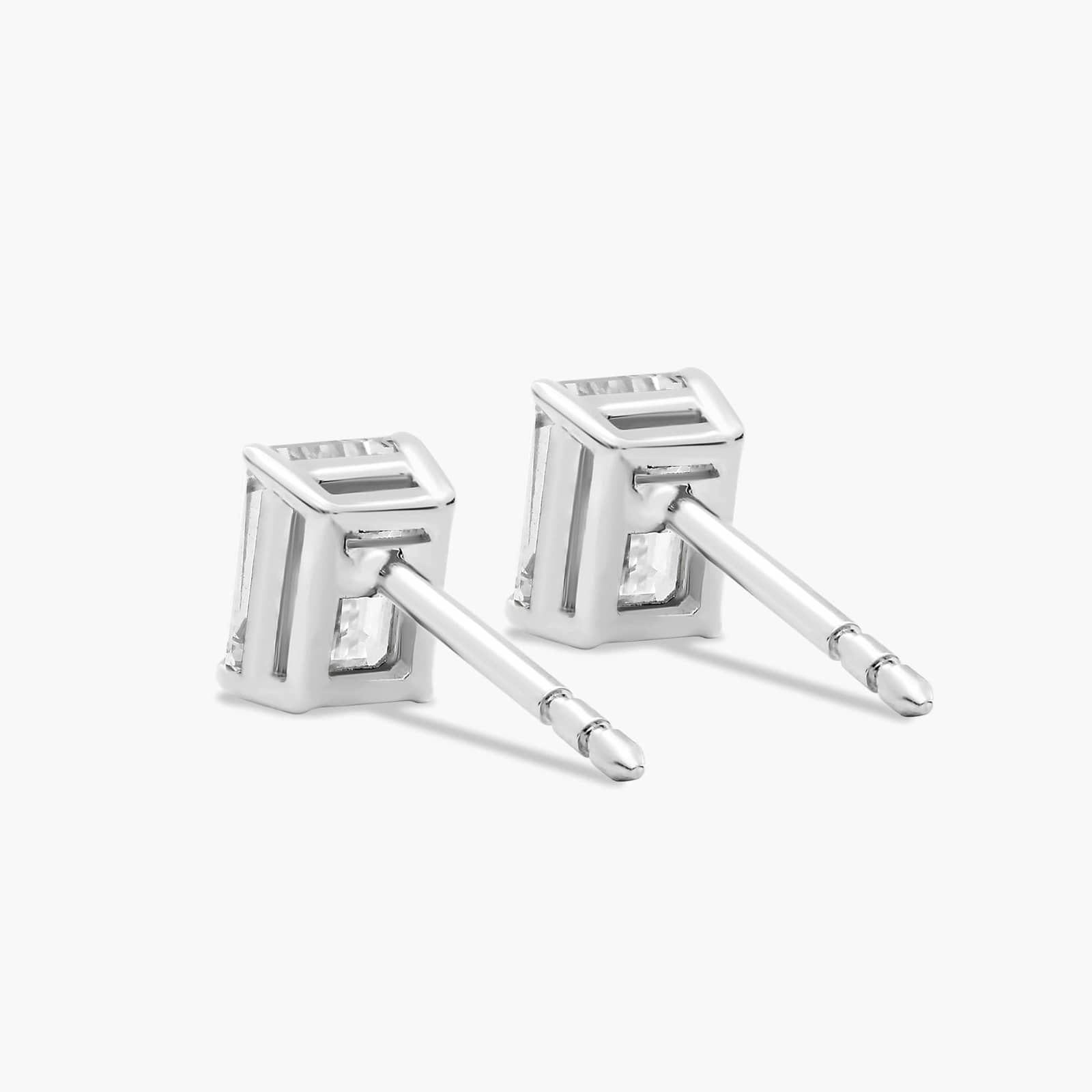 Emerald Cut 1 CTW Lab-Grown Diamond Stud Earrings In 14K White Gold