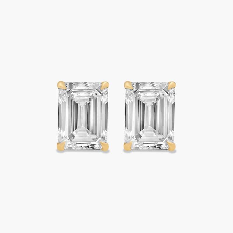 Emerald Cut 1 CTW Diamond Stud Earrings In 14K Yellow Gold