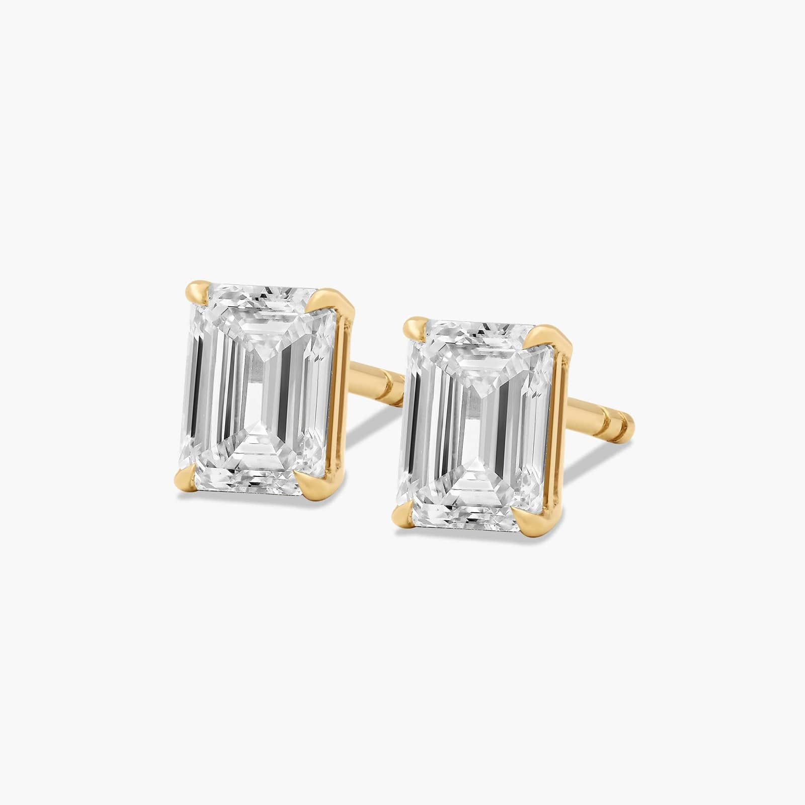 Emerald Cut 1 CTW Lab-Grown Diamond Stud Earrings In 14K Yellow Gold