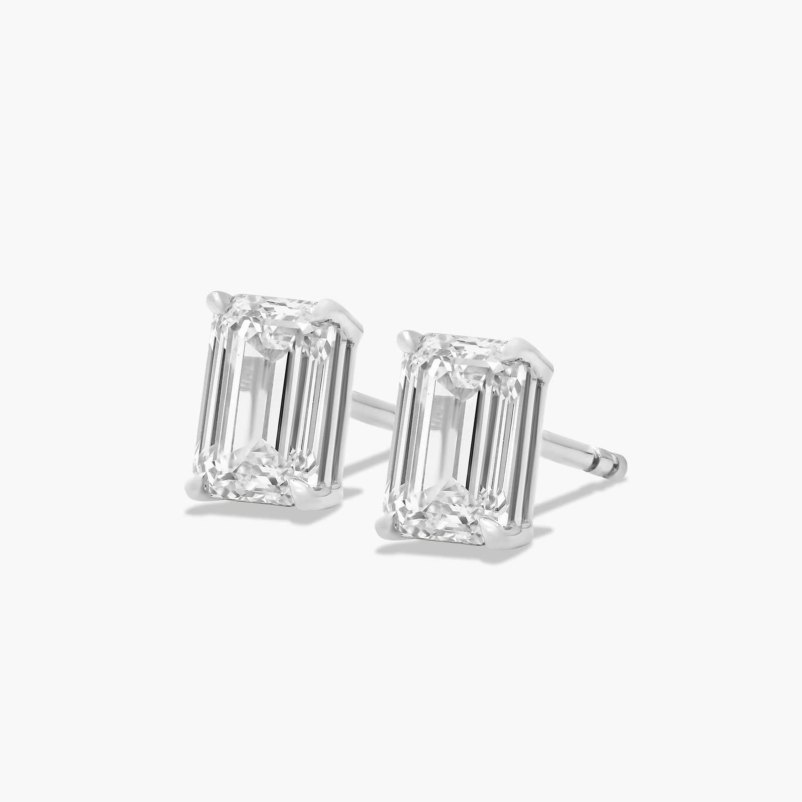 Emerald Cut 1.5 CTW Lab-Grown Diamond Stud Earrings In 14K White Gold