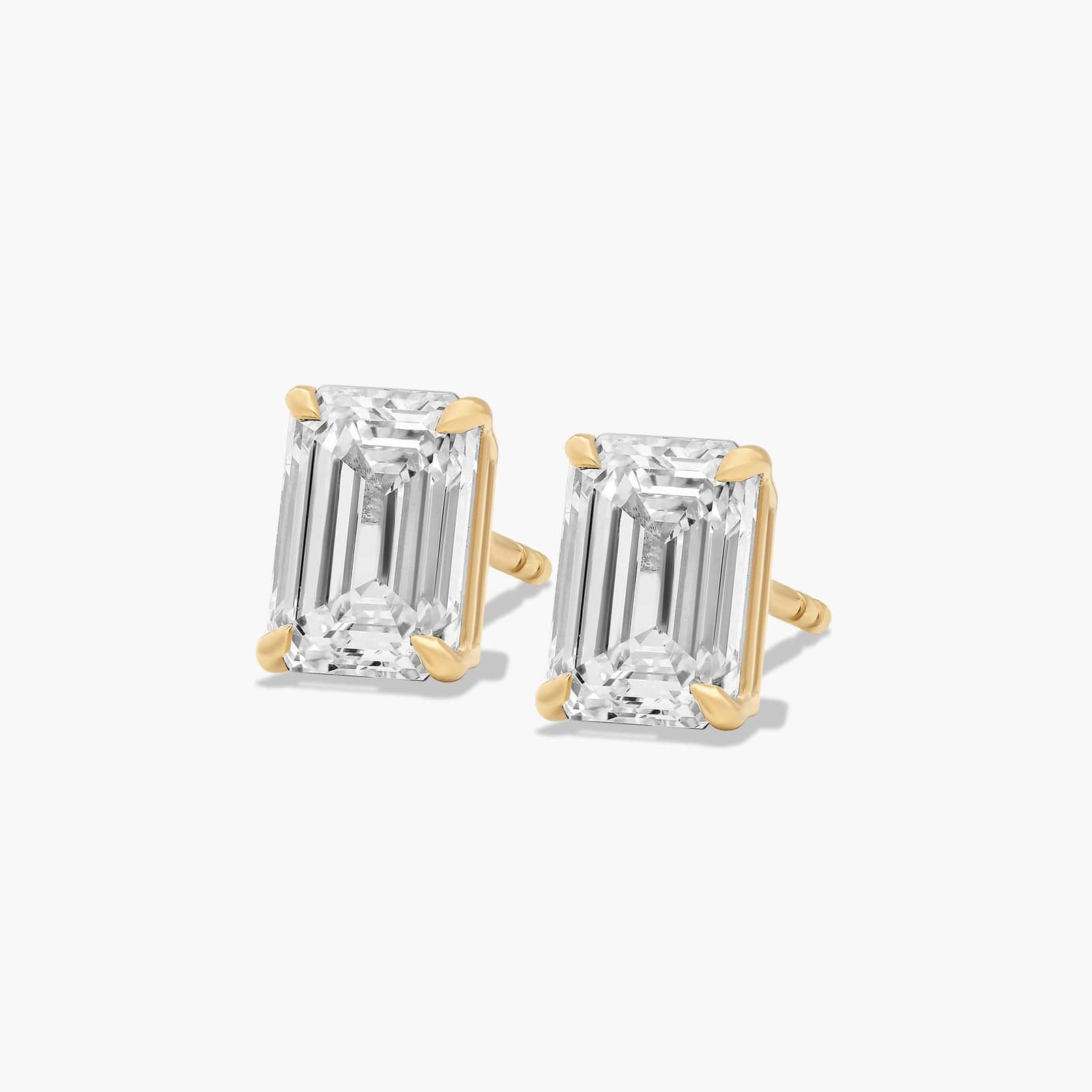 Emerald Cut 2 CTW Lab-Grown Diamond Stud Earrings In 14K Yellow Gold