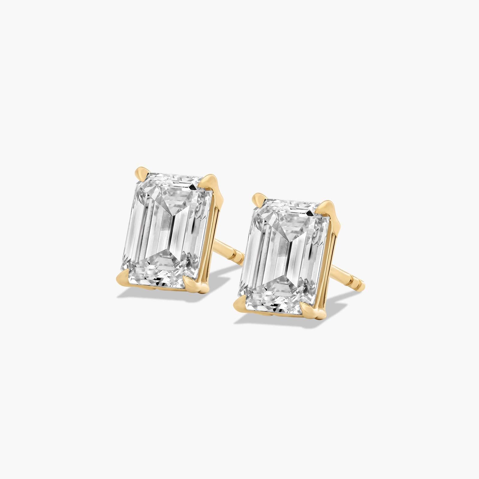 Emerald Cut 3 CTW Lab-Grown Diamond Stud Earrings In 14K Yellow Gold