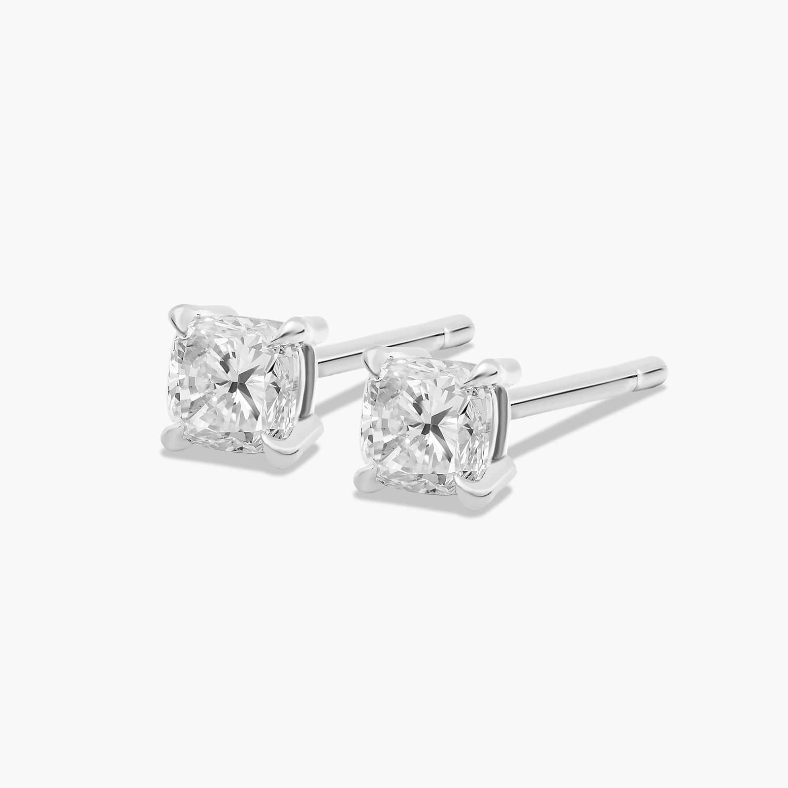 Cushion Cut 0.25 CTW Diamond Stud Earrings In 14K White Gold