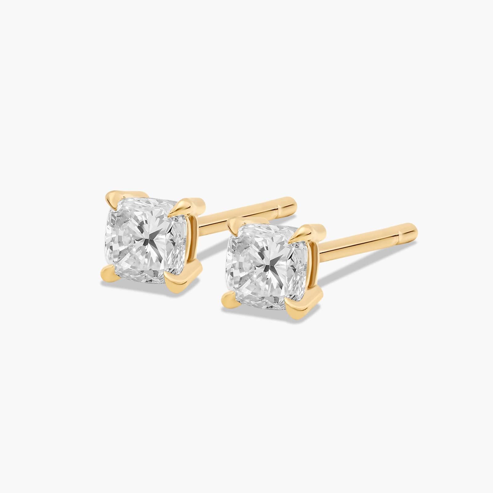 Cushion Cut 0.25 CTW Diamond Stud Earrings In 14K Yellow Gold
