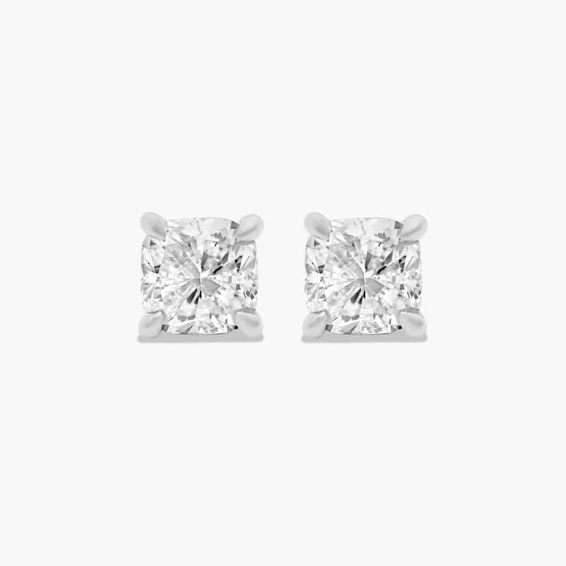 Cushion Cut 0.5 CTW Diamond Stud Earrings Is In Platinum