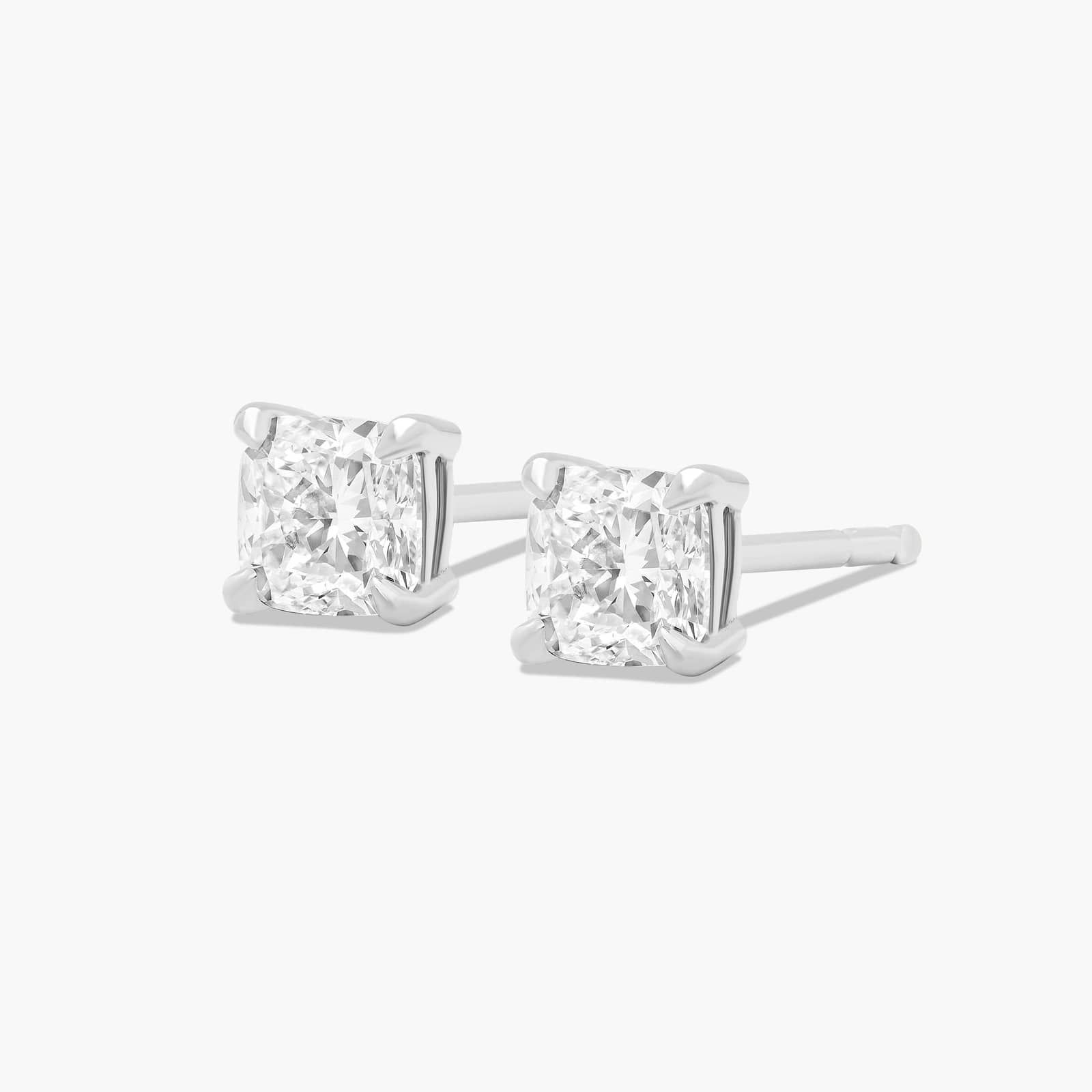 Cushion Cut 0.5 CTW Diamond Stud Earrings In 14K White Gold