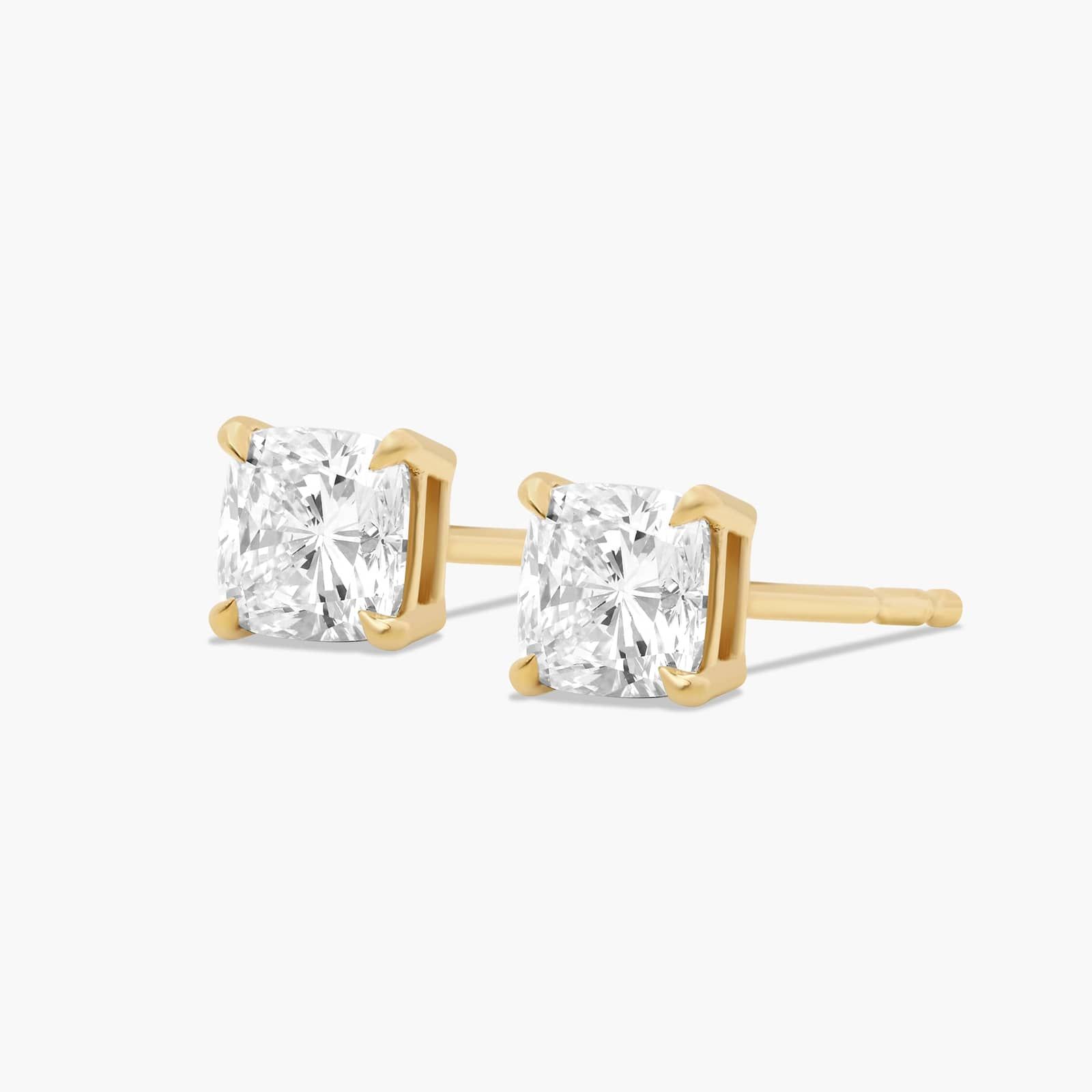 Cushion Cut 0.75 CTW Lab-Grown Diamond Stud Earrings In 14K Yellow Gold