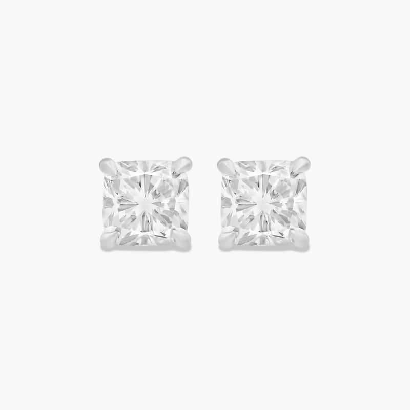 Cushion Cut 1 CTW Lab-Grown Diamond Stud Earrings In 14K White Gold