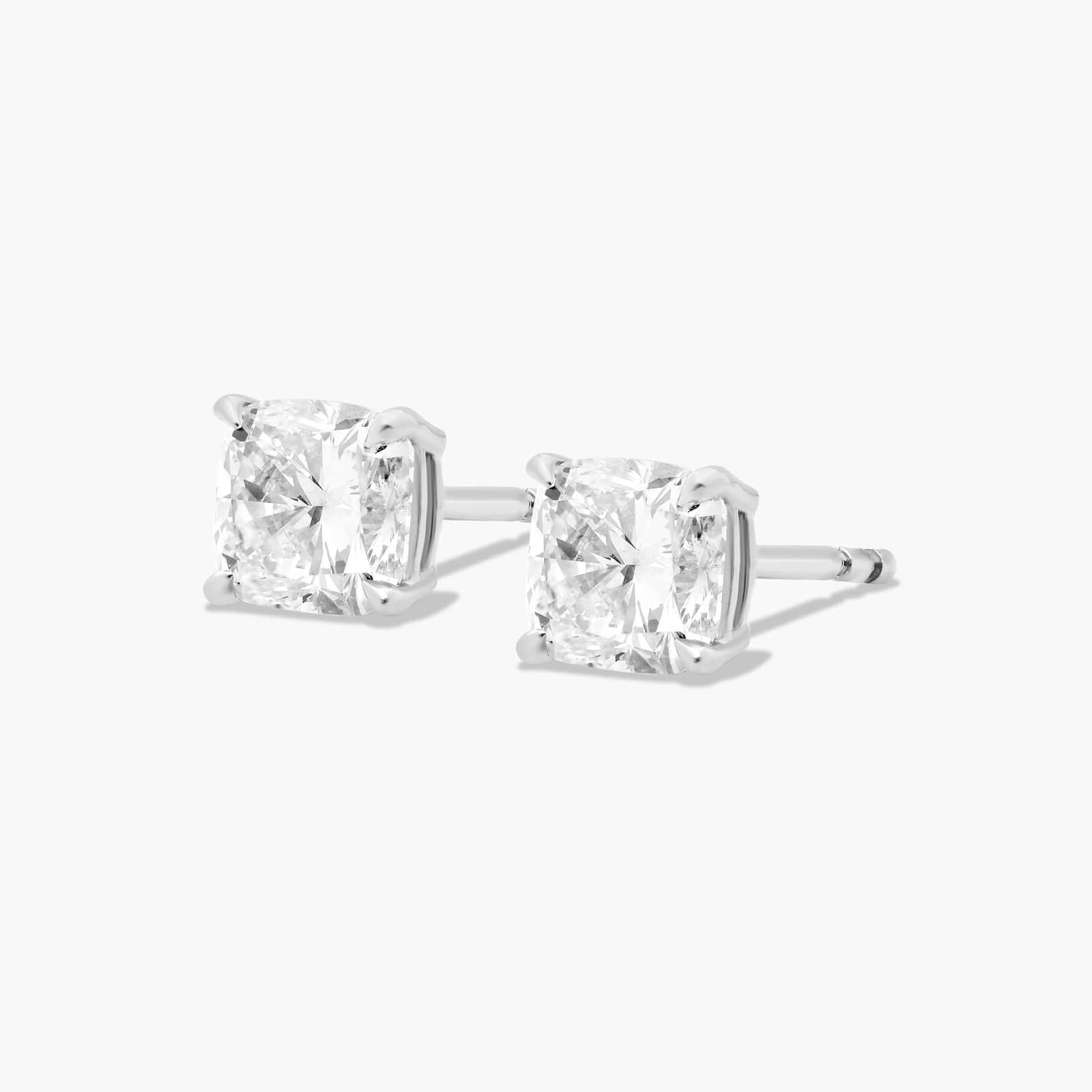 Cushion Cut 1.5 CTW Diamond Stud Earrings In 14K White Gold