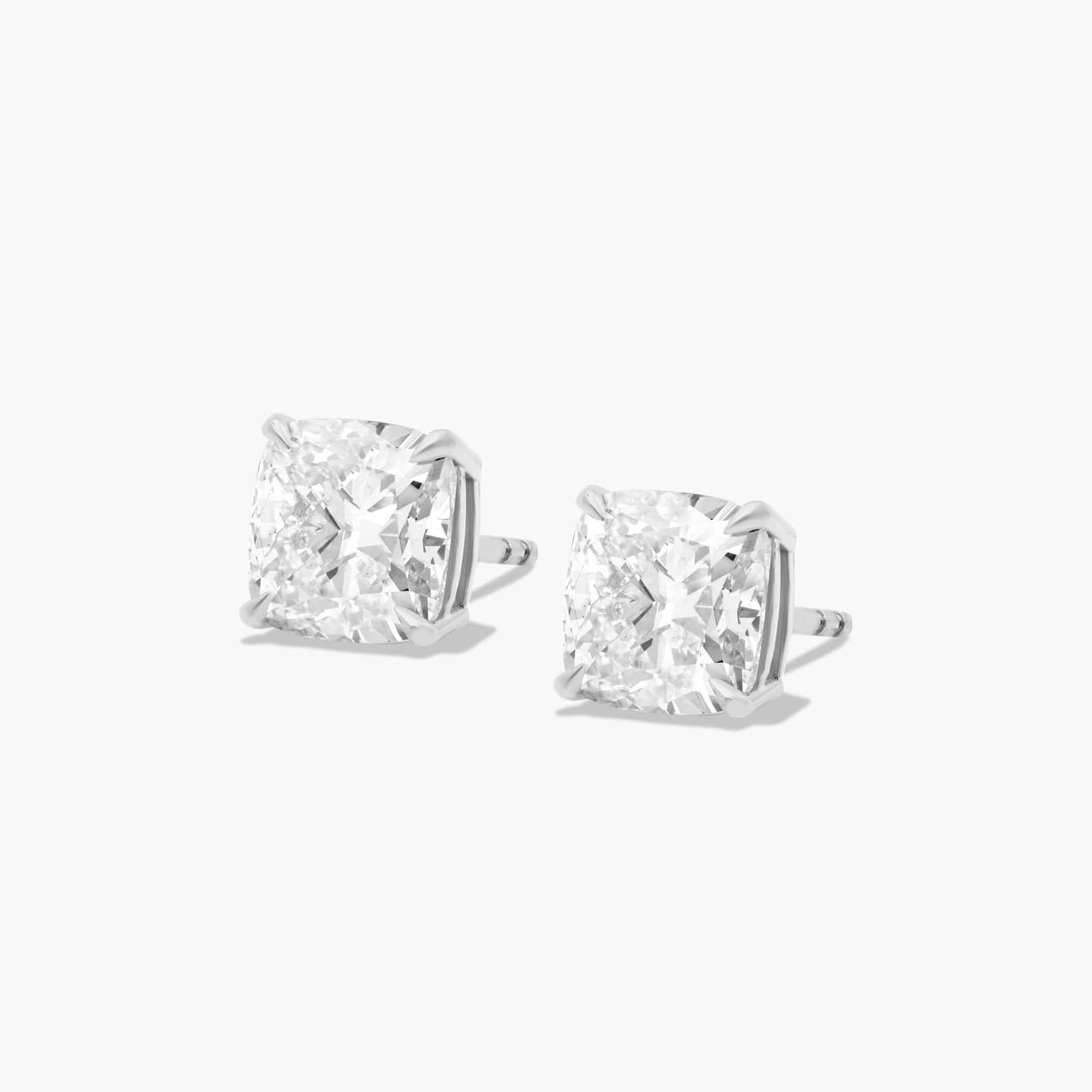 Cushion Cut 3 CTW Lab-Grown Diamond Stud Earrings In 14K White Gold