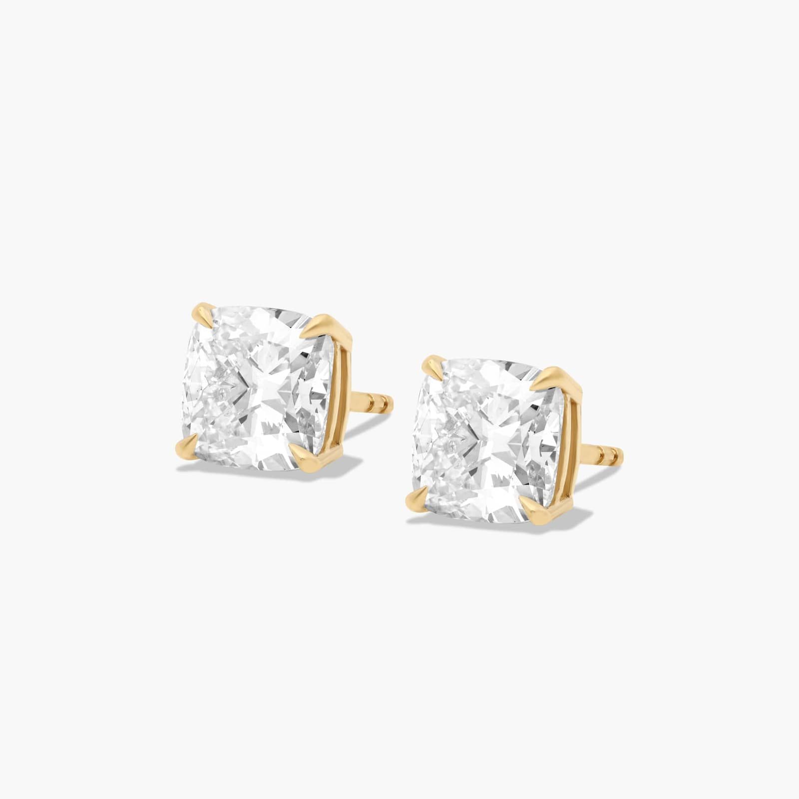 Cushion Cut 3 CTW Lab-Grown Diamond Stud Earrings In 14K Yellow Gold