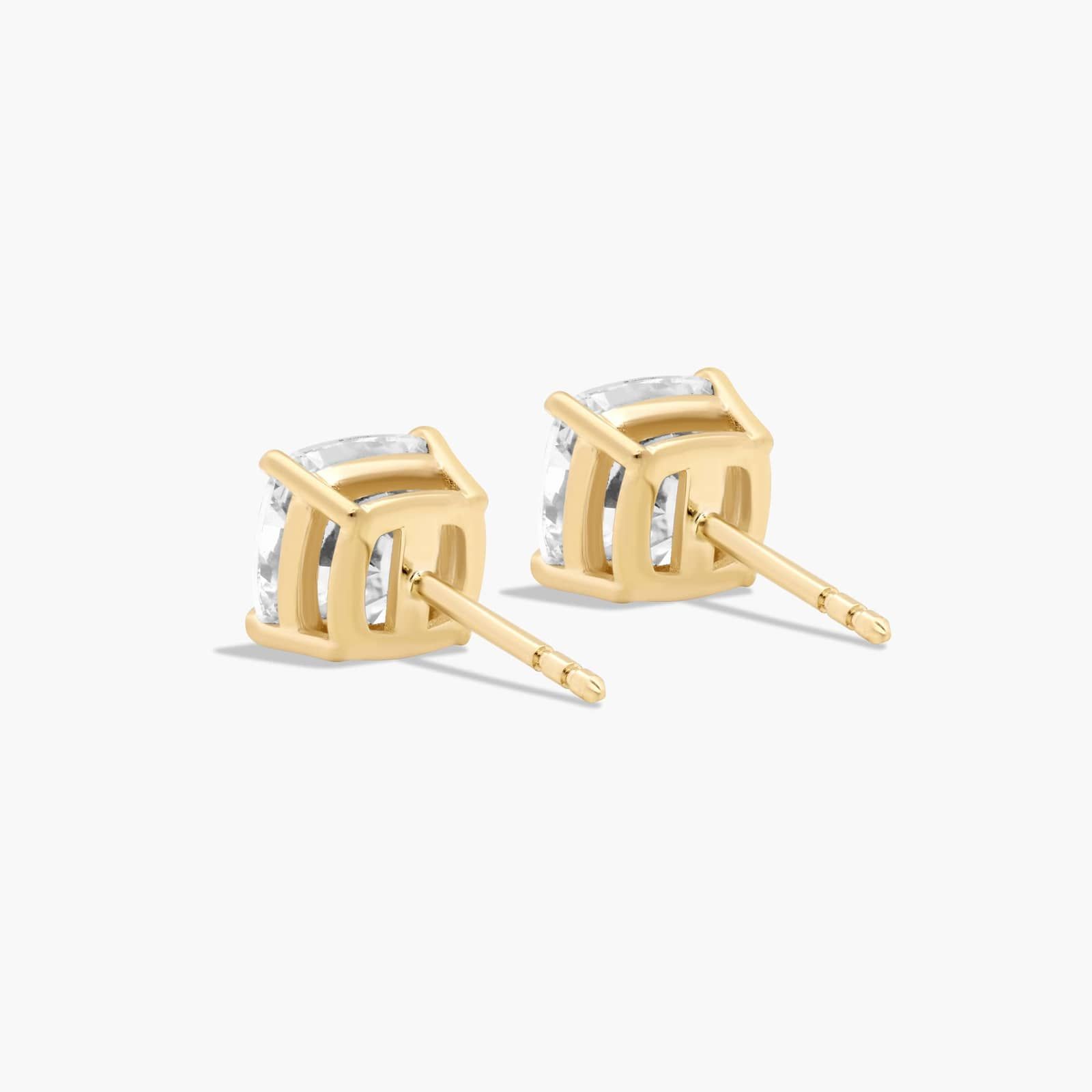 Cushion Cut 3 CTW Lab-Grown Diamond Stud Earrings In 14K Yellow Gold