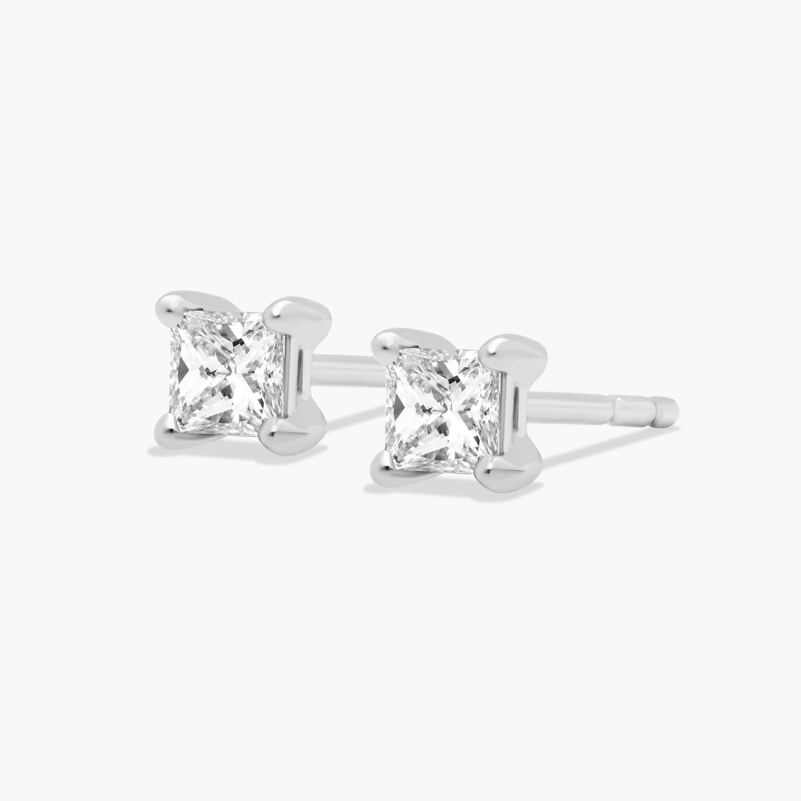 Princess Cut 0.25 CTW Diamond Stud Earrings In 14K White Gold