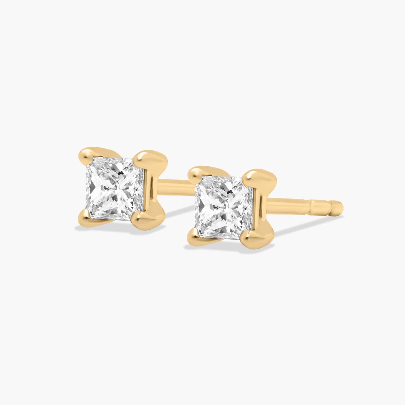 Princess Cut 0.25 CTW Diamond Stud Earrings In 14K Yellow Gold
