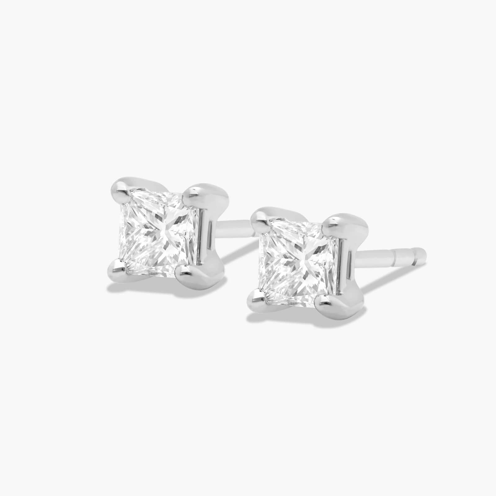Princess Cut 0.5 CTW Diamond Stud Earrings In Platinum