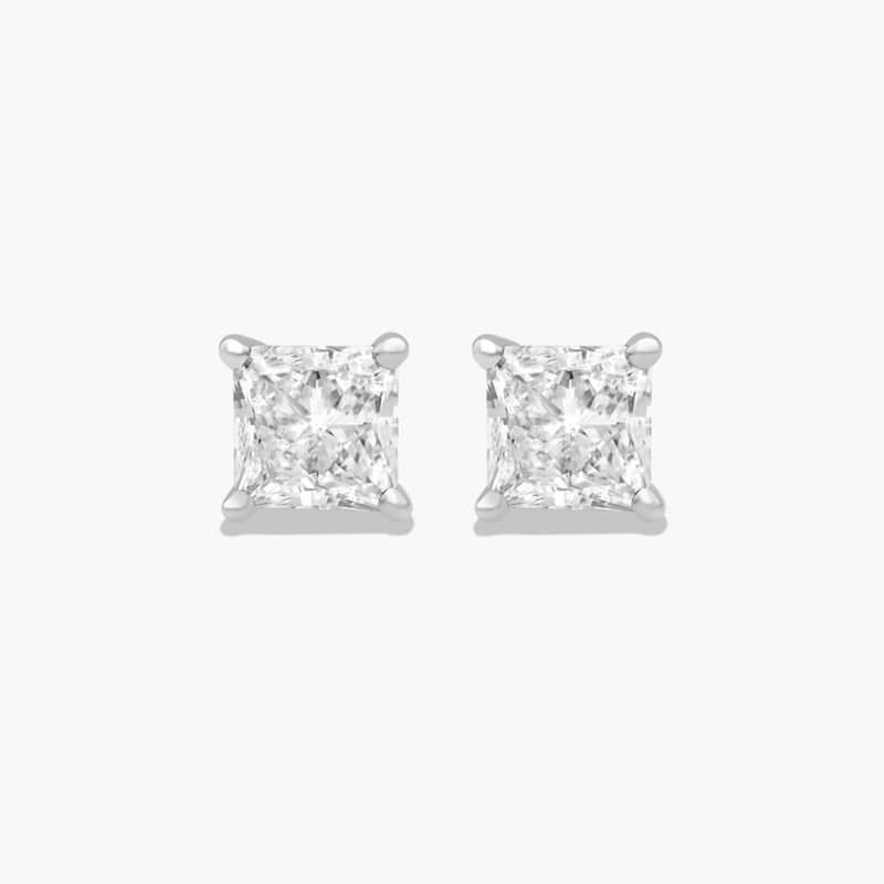 Princess Cut 1 CTW Diamond Stud Earrings In Platinum