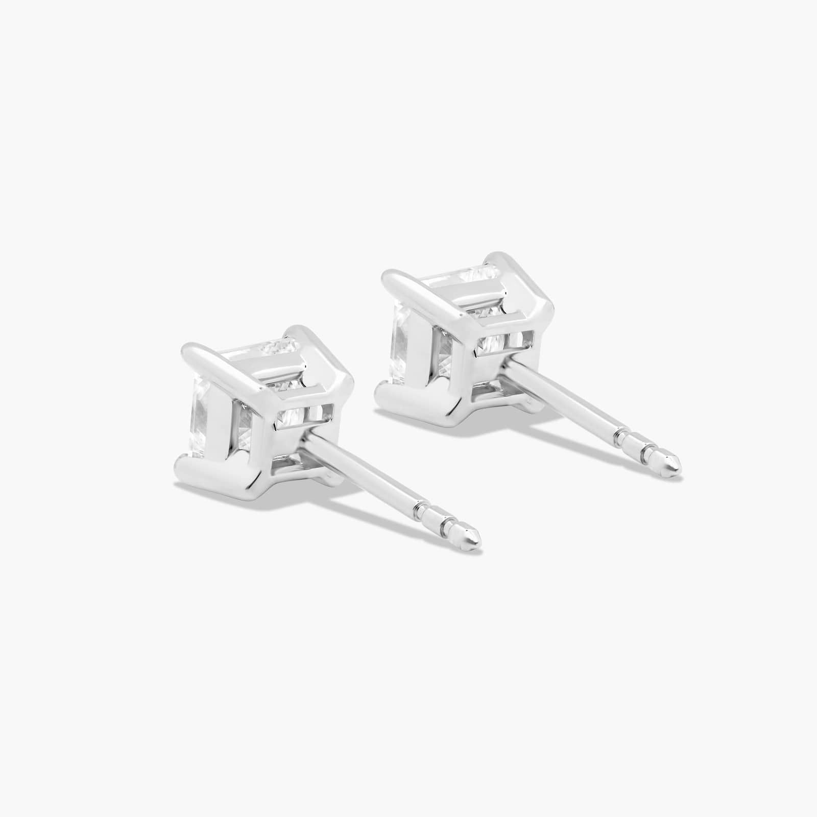 Princess Cut 1 CTW Diamond Stud Earrings In 14K White Gold