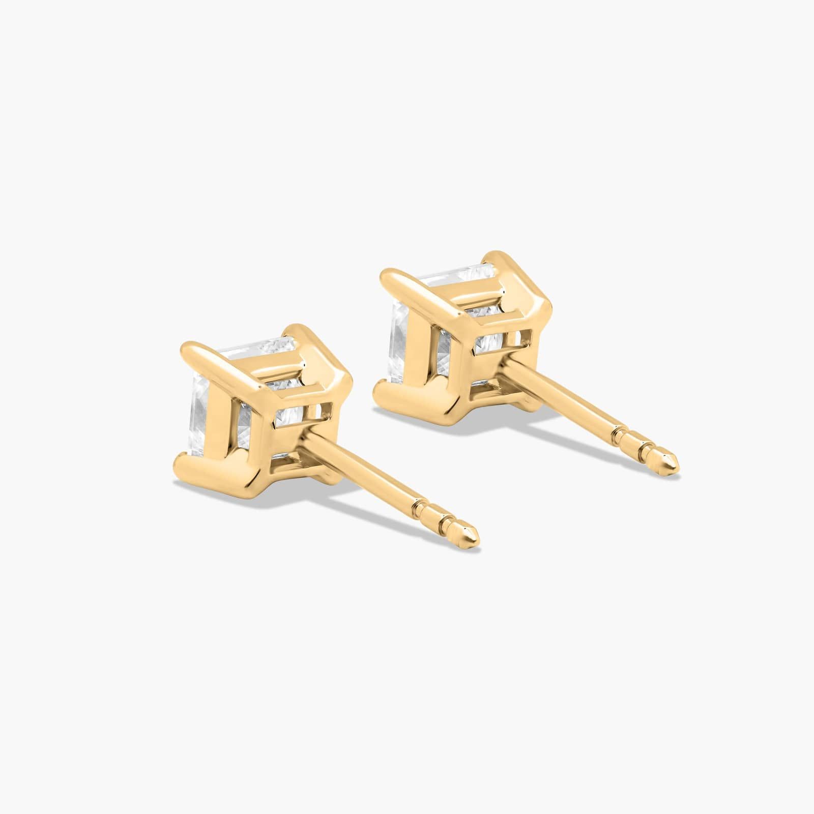Princess Cut 1 CTW Diamond Stud Earrings In 14K Yellow Gold