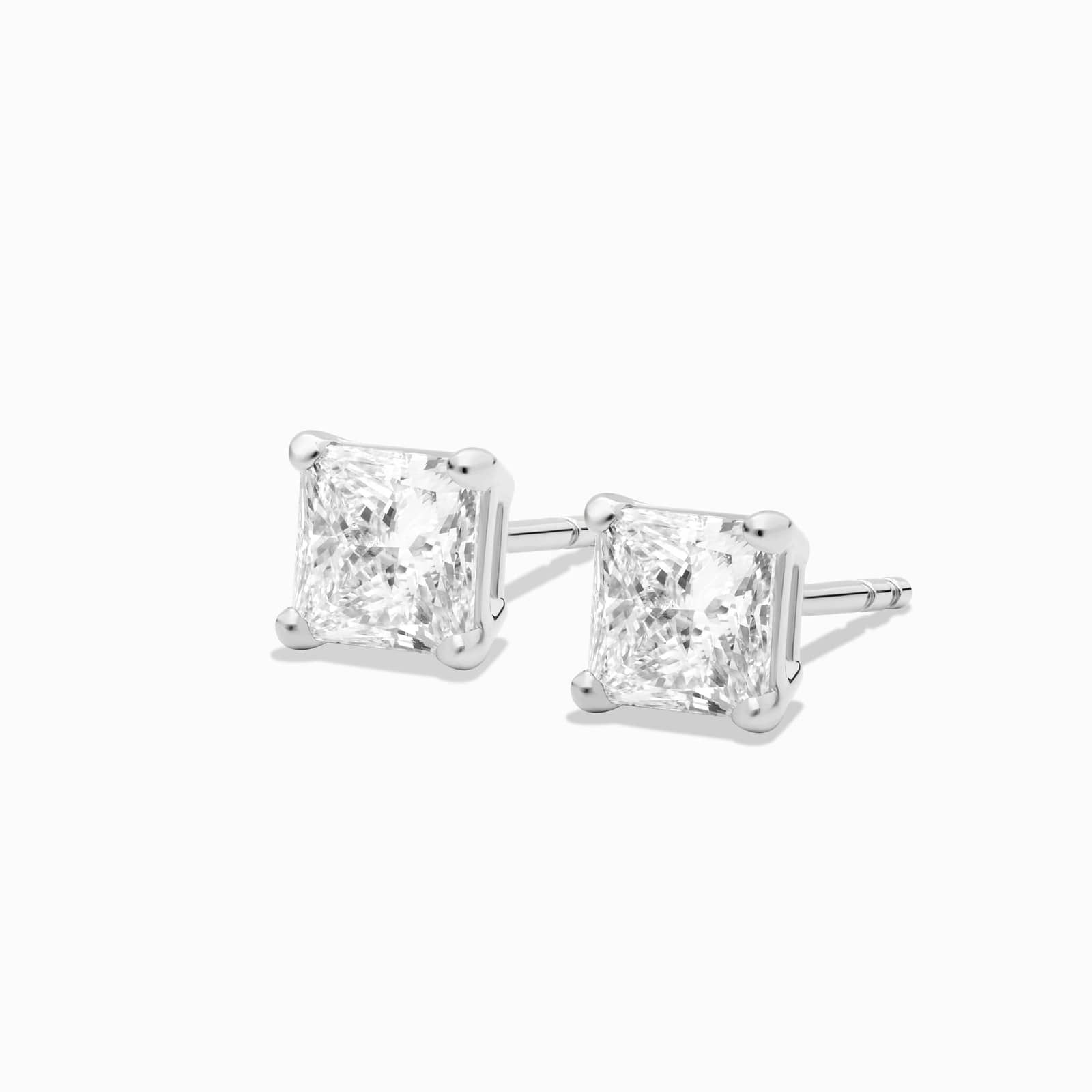 Princess Cut 1.5 CTW Diamond Stud Earrings In 14K White Gold