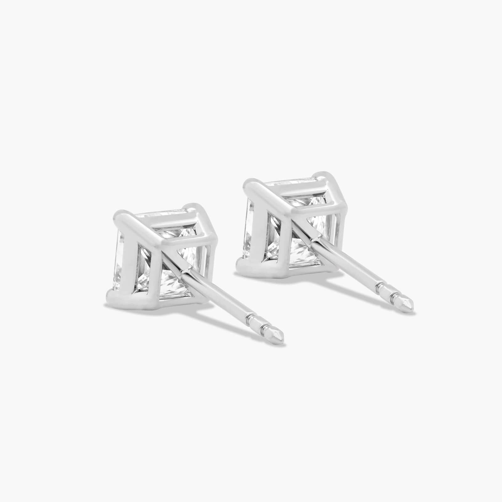 Princess Cut 1.5 CTW Diamond Stud Earrings In 14K White Gold