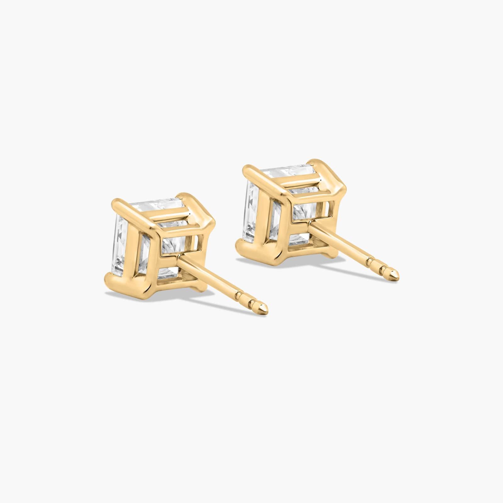 Princess Cut 2 CTW Diamond Stud Earrings In 14K Yellow Gold