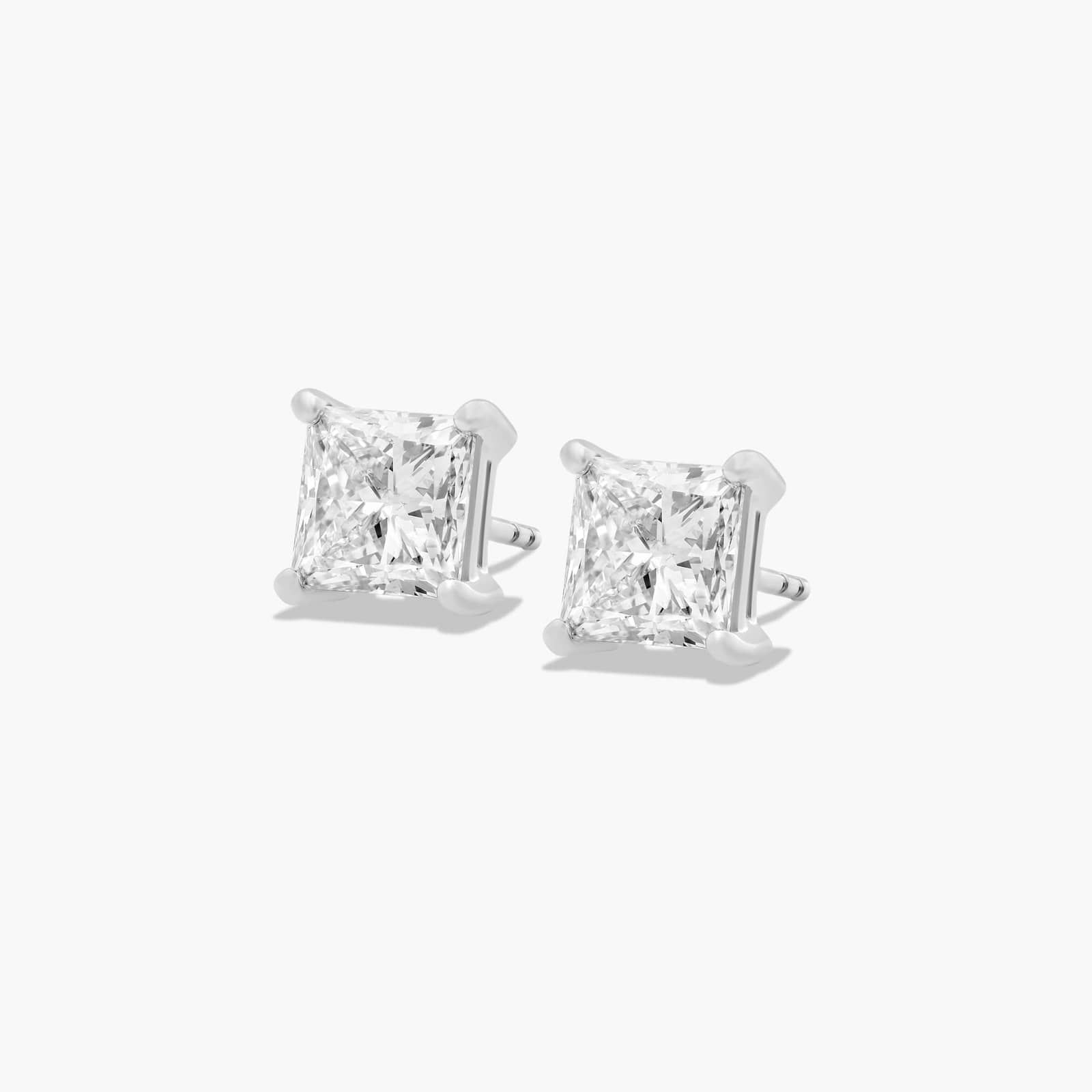 Princess Cut 3 CTW Lab-Grown Diamond Stud Earrings In 14K White Gold