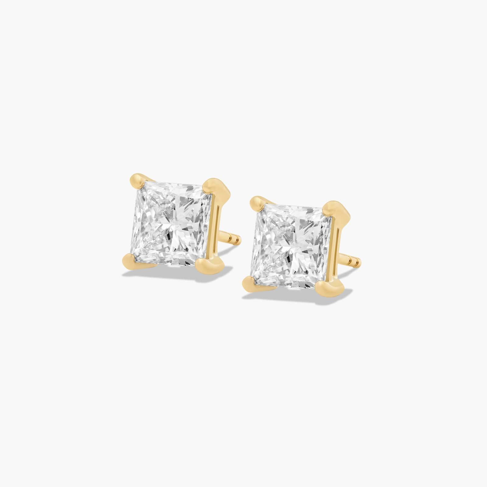 Princess Cut 3 CTW Lab-Grown Diamond Stud Earrings In 14K Yellow Gold