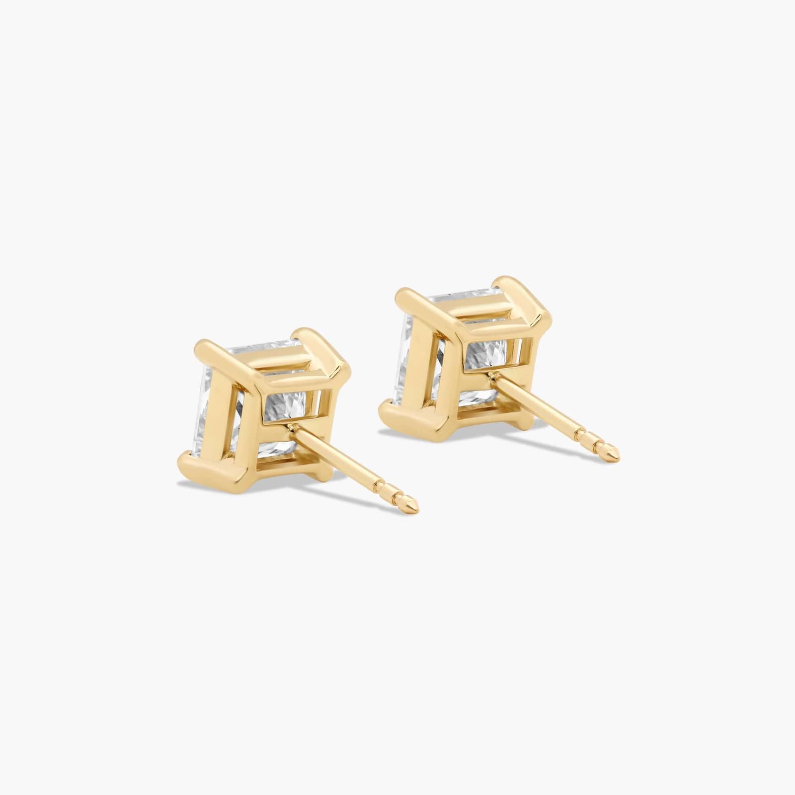 Princess Cut 3 CTW Lab-Grown Diamond Stud Earrings In 14K Yellow Gold