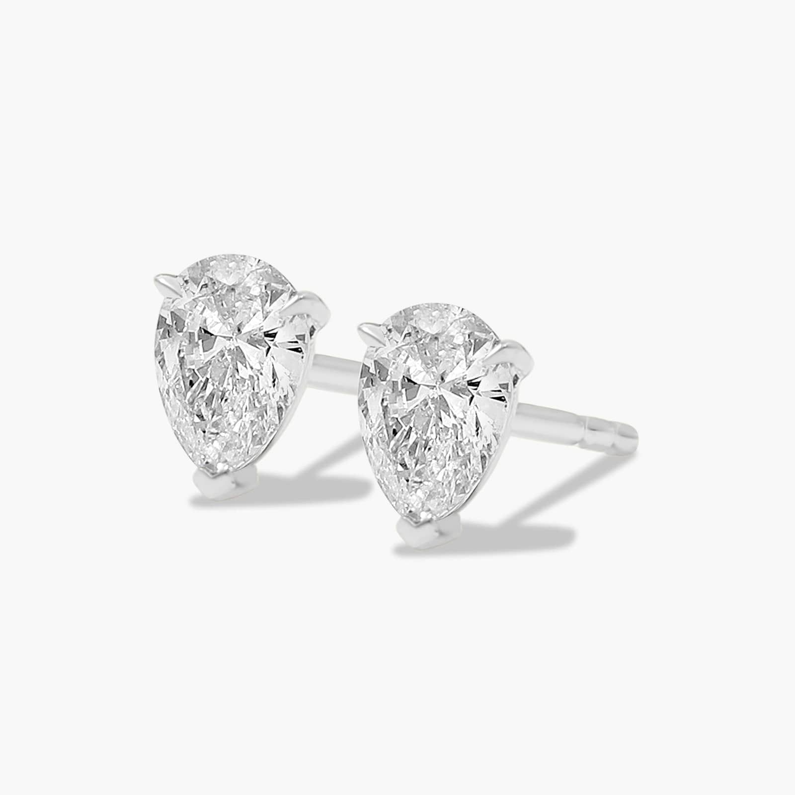 Pear Shape 0.5 CTW Diamond Stud Earrings In 14K White Gold