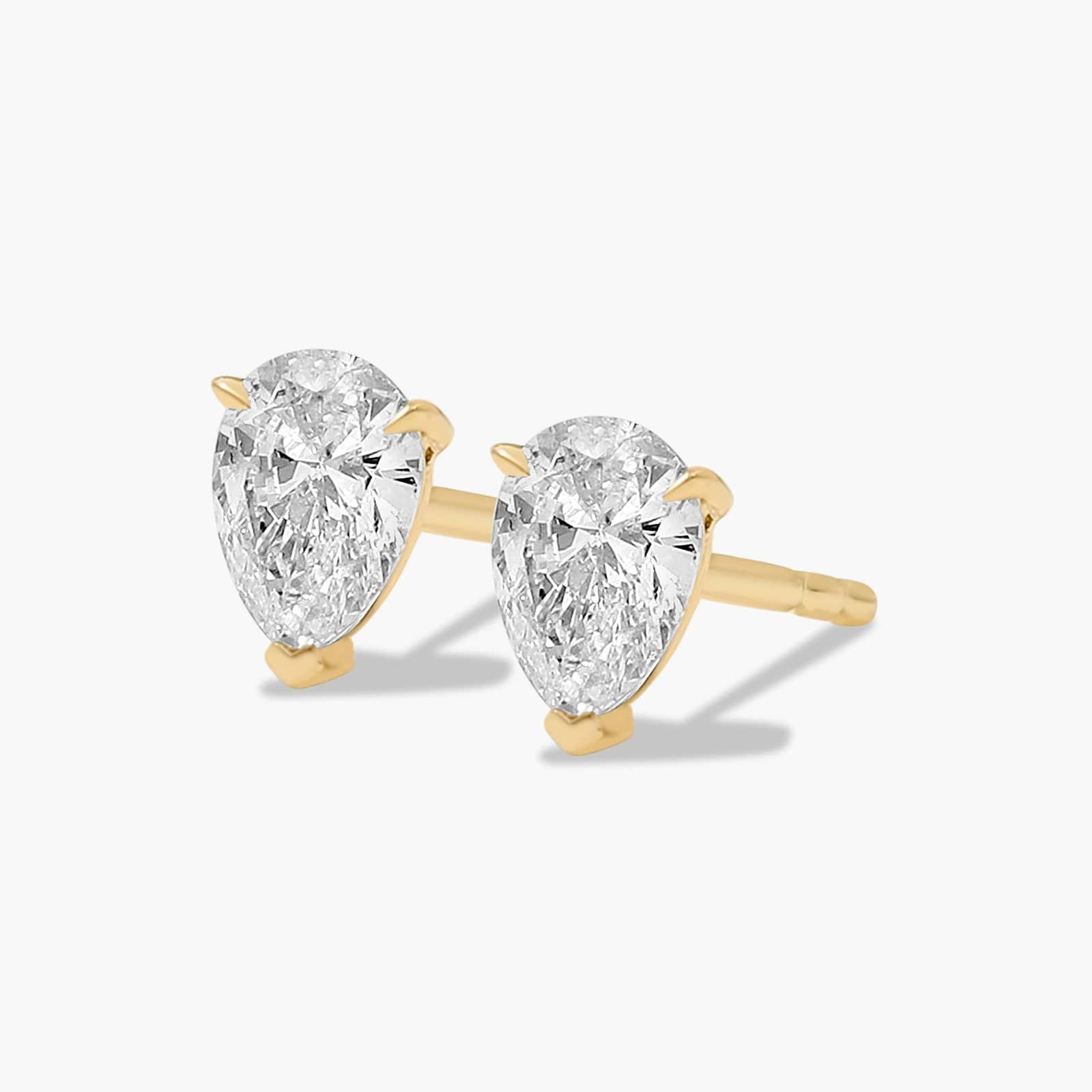 Pear Shape 0.5 CTW Diamond Stud Earrings In 14K Yellow Gold
