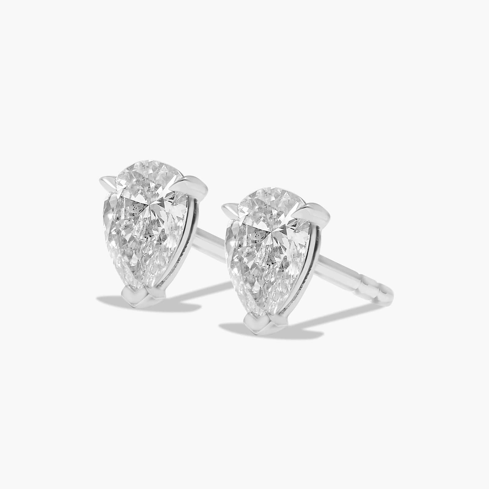 Pear Shape 0.75 CTW Diamond Stud Earrings In 14K White Gold