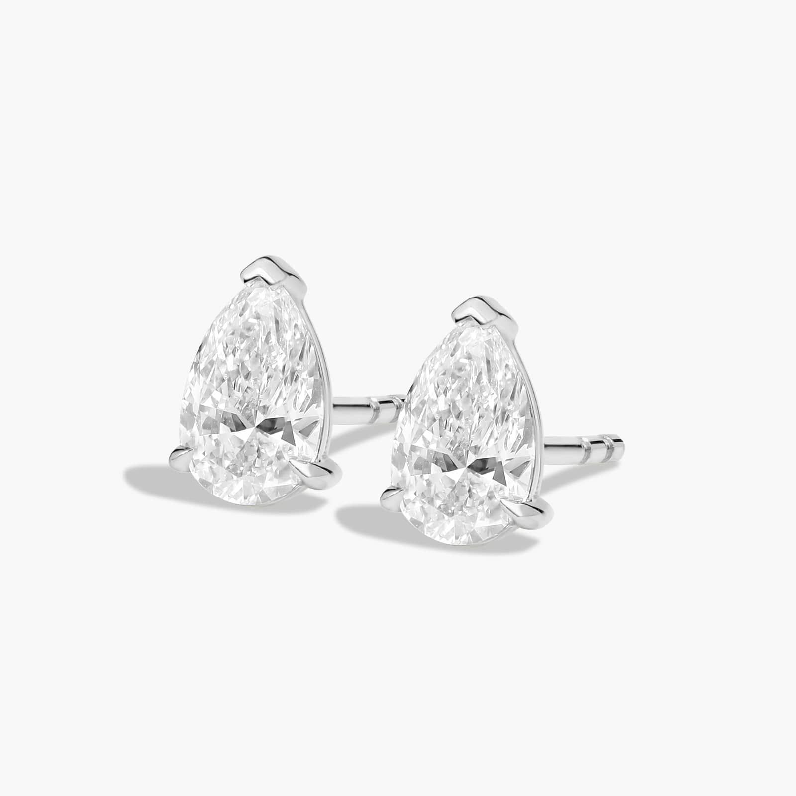 Pear Shape 1 CTW Diamond Stud Earrings In 14K White Gold
