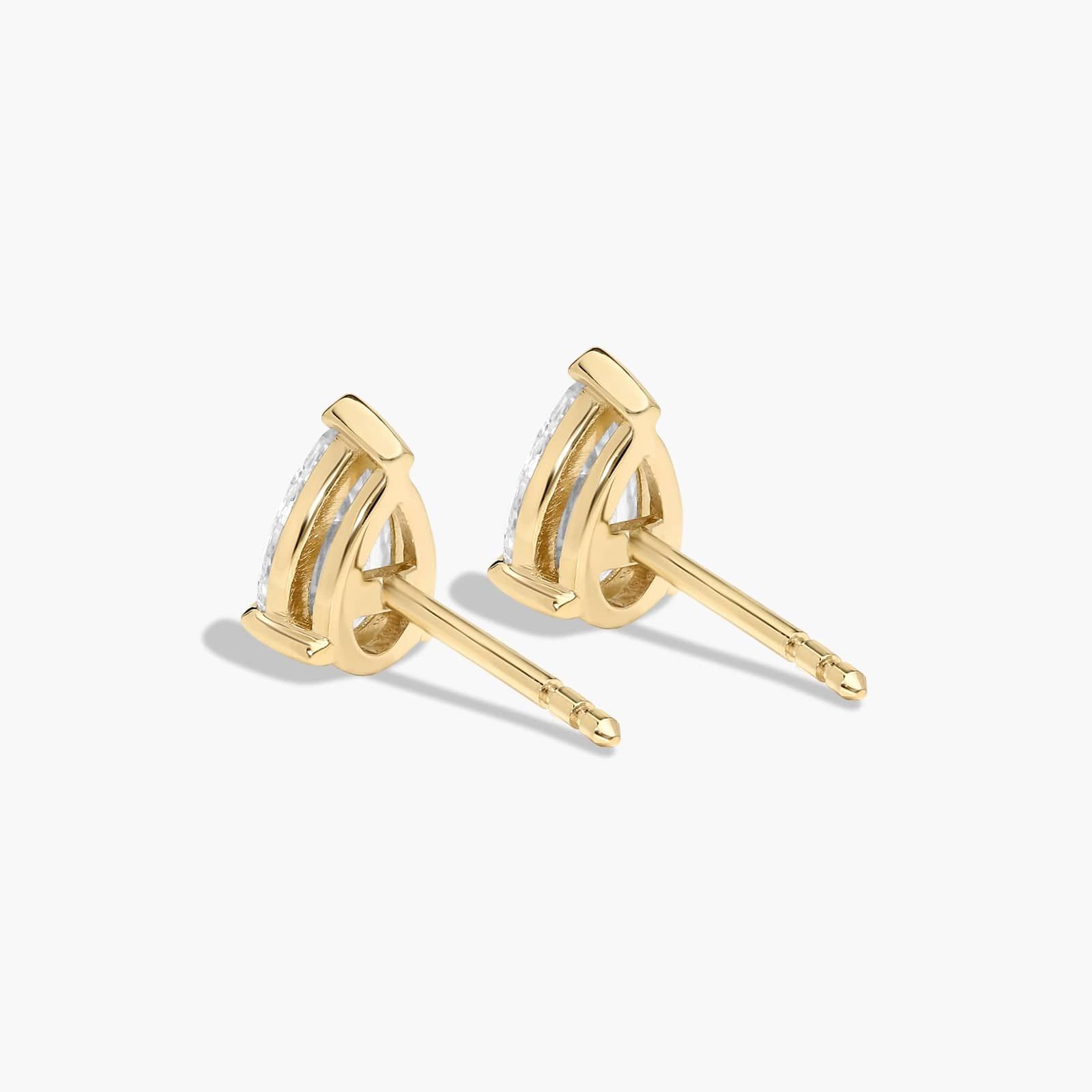 Pear Shape 1 CTW Diamond Stud Earrings In 14K Yellow Gold