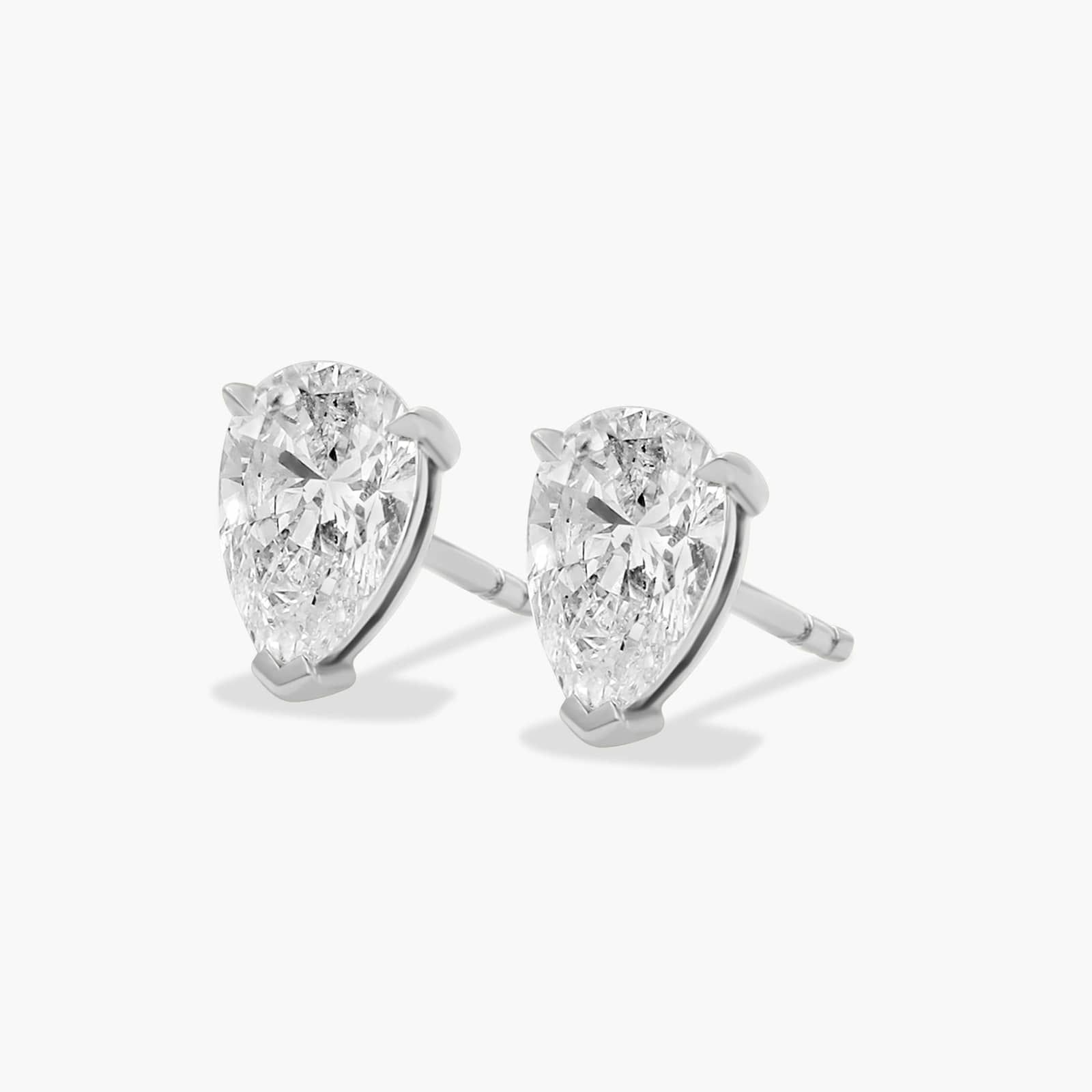 Pear Shape 1.5 CTW Diamond Stud Earrings In 14K White Gold