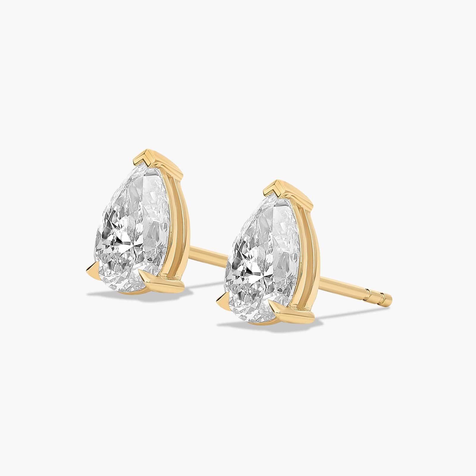 Pear Shape 2 CTW Diamond Stud Earrings In 14K Yellow Gold