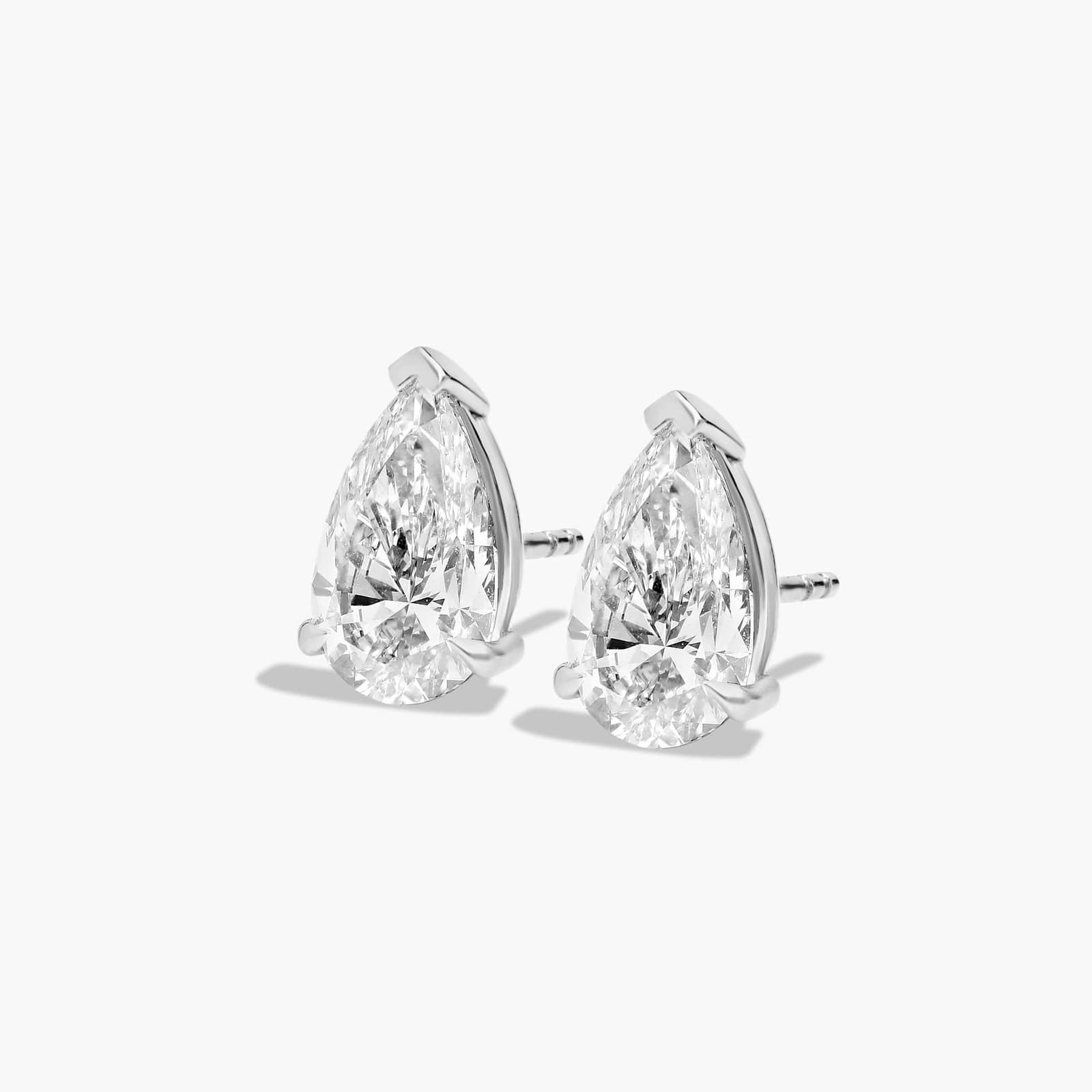 Pear Shape 3 CTW Lab-Grown Diamond Stud Earrings In 14K White Gold
