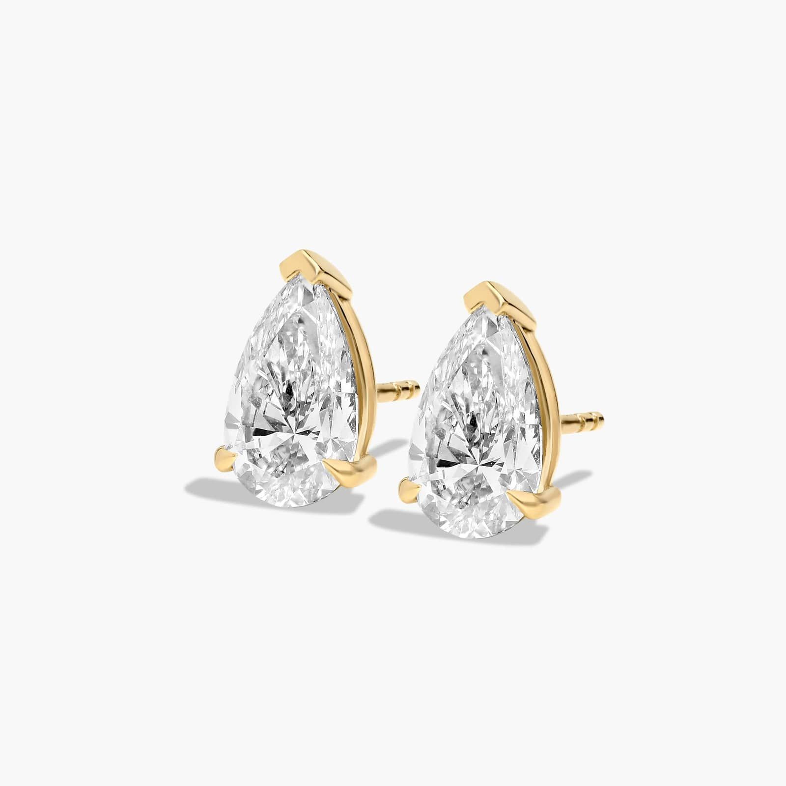 Pear Shape 3 CTW Lab-Grown Diamond Stud Earrings In 14K Yellow Gold