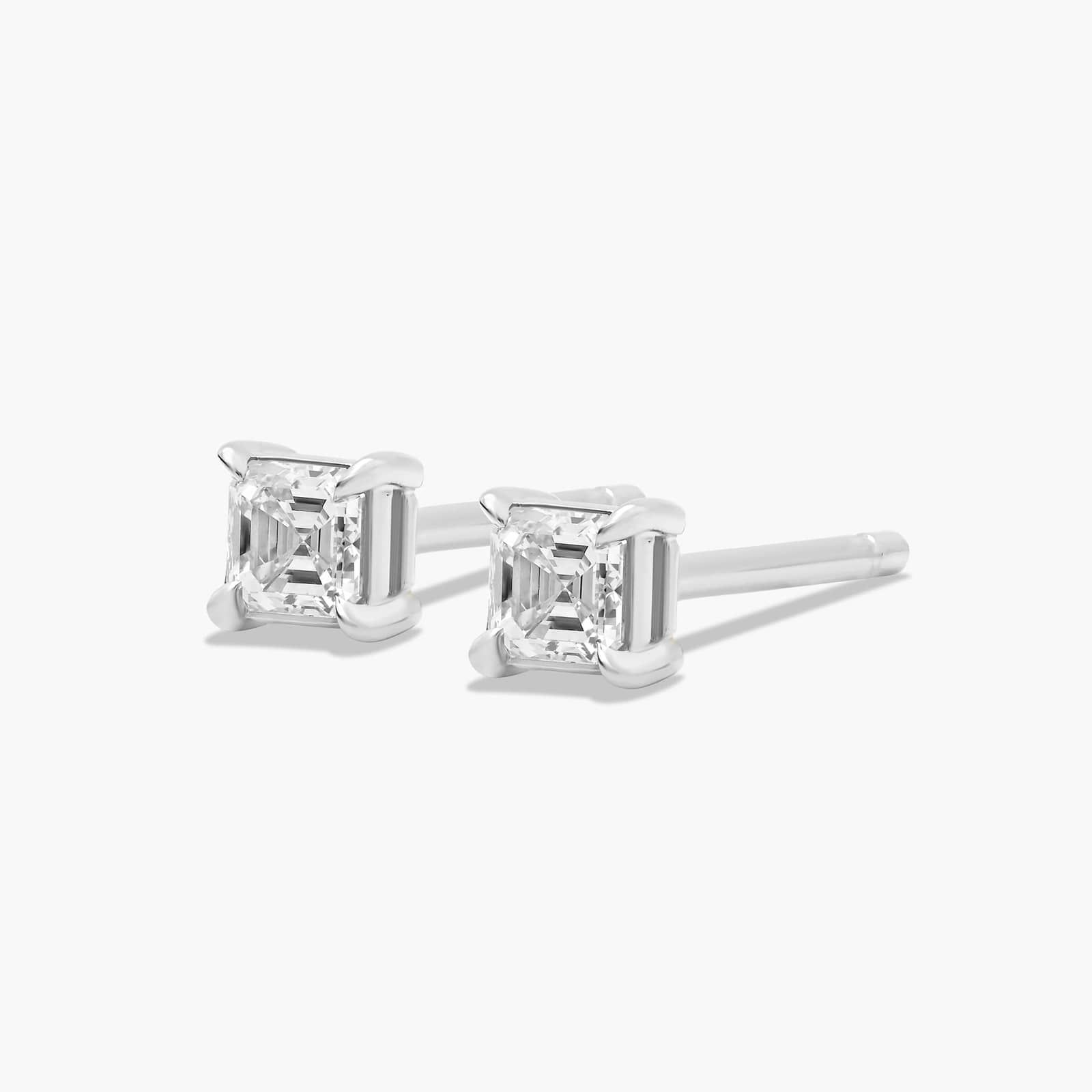 Asscher Cut 0.25 CTW Diamond Stud Earrings In Platinum