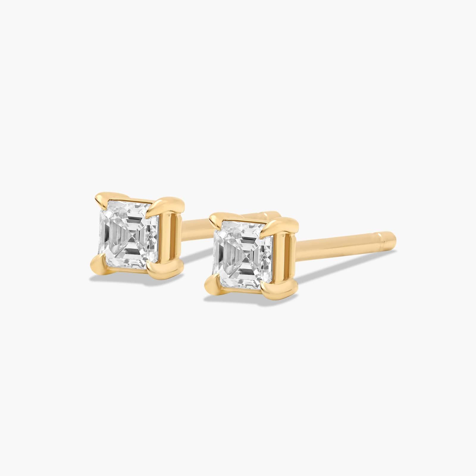 Asscher Cut 0.25 CTW Diamond Stud Earrings In 14K Yellow Gold