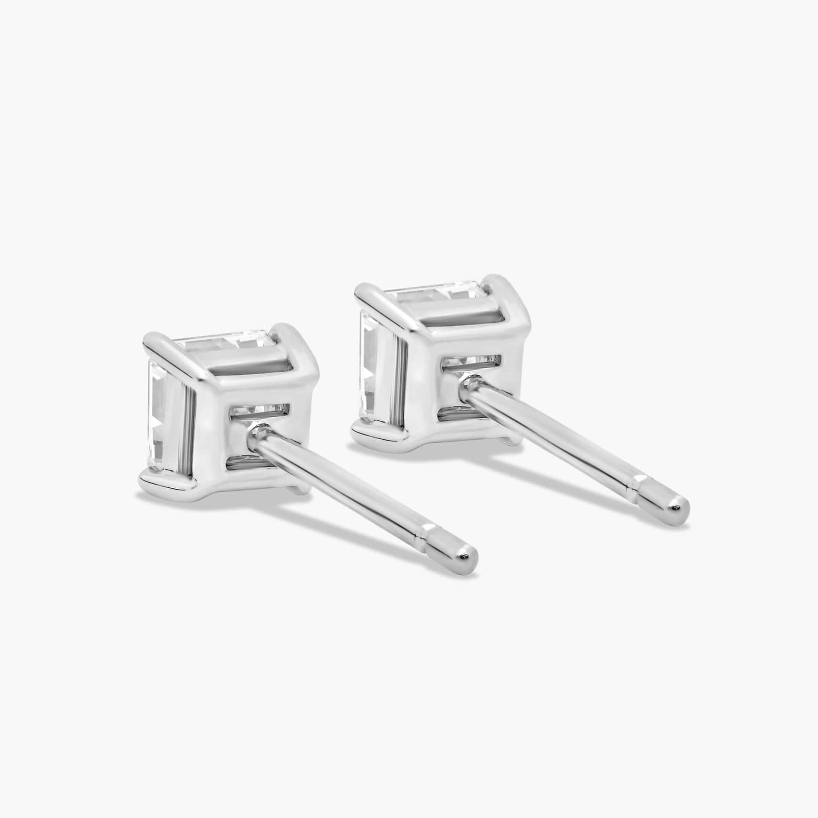 Asscher Cut 0.5 CTW Diamond Stud Earrings In 14K White Gold