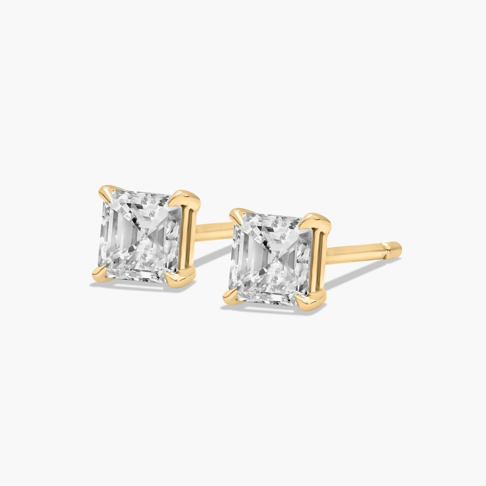 Asscher Cut 0.5 CTW Diamond Stud Earrings In 14K Yellow Gold