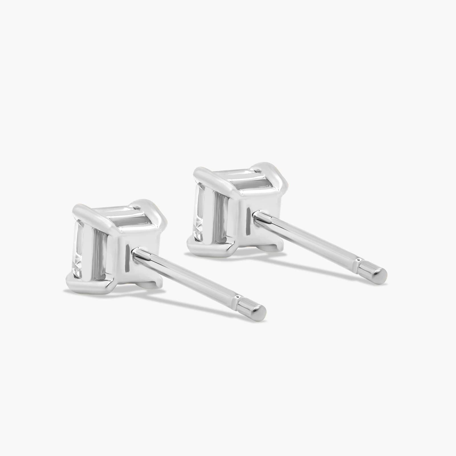 Asscher Cut 0.75 CTW Diamond Stud Earrings In 14K White Gold