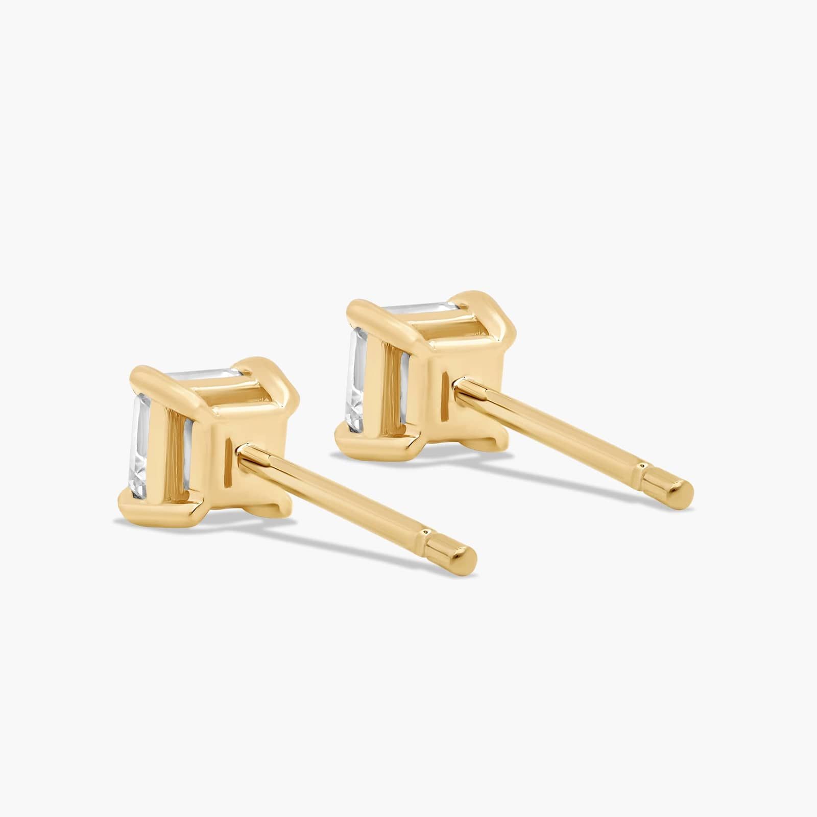 Asscher Cut 0.75 CTW Diamond Stud Earrings In 14K Yellow Gold