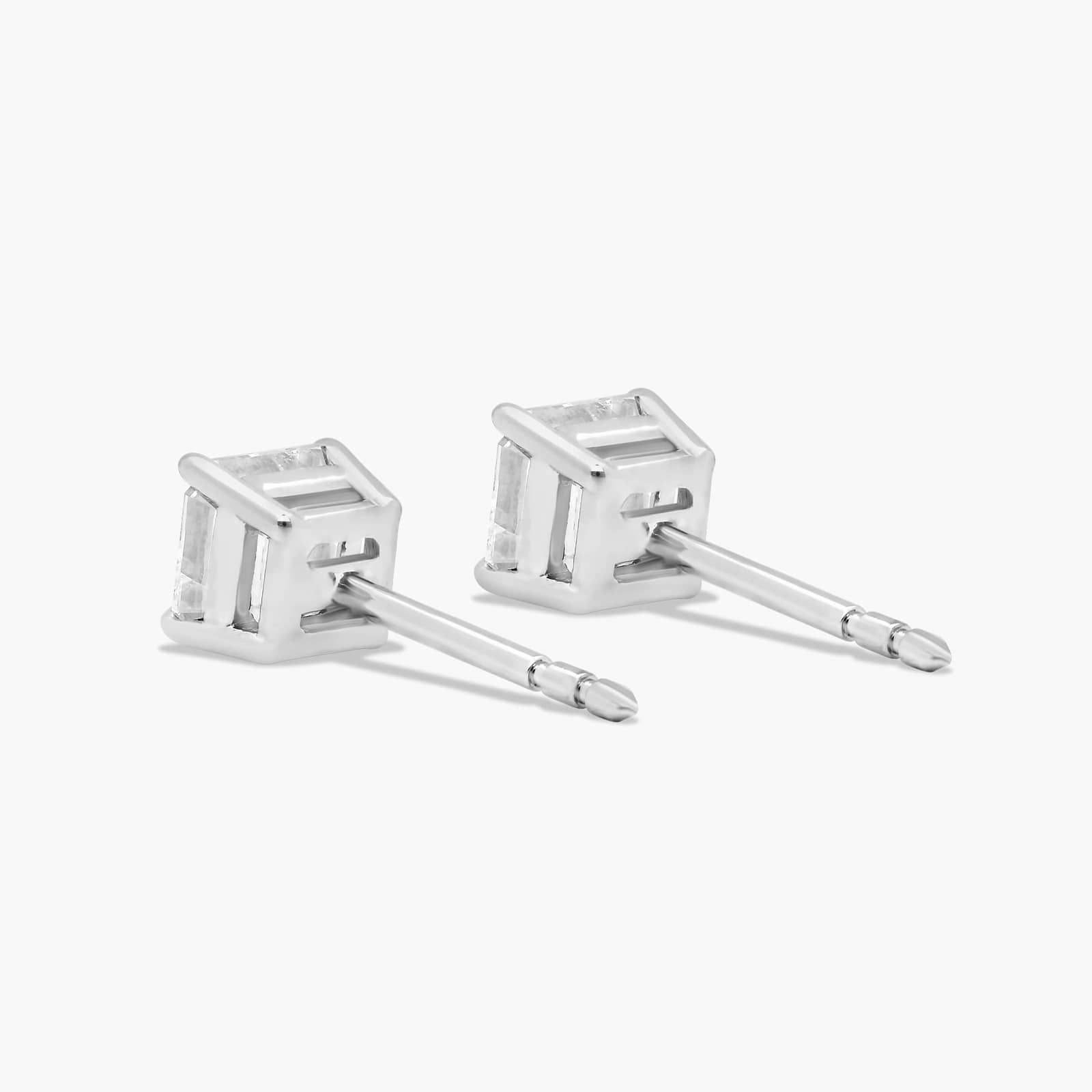 Asscher Cut 1 CTW Diamond Stud Earrings In 14K White Gold