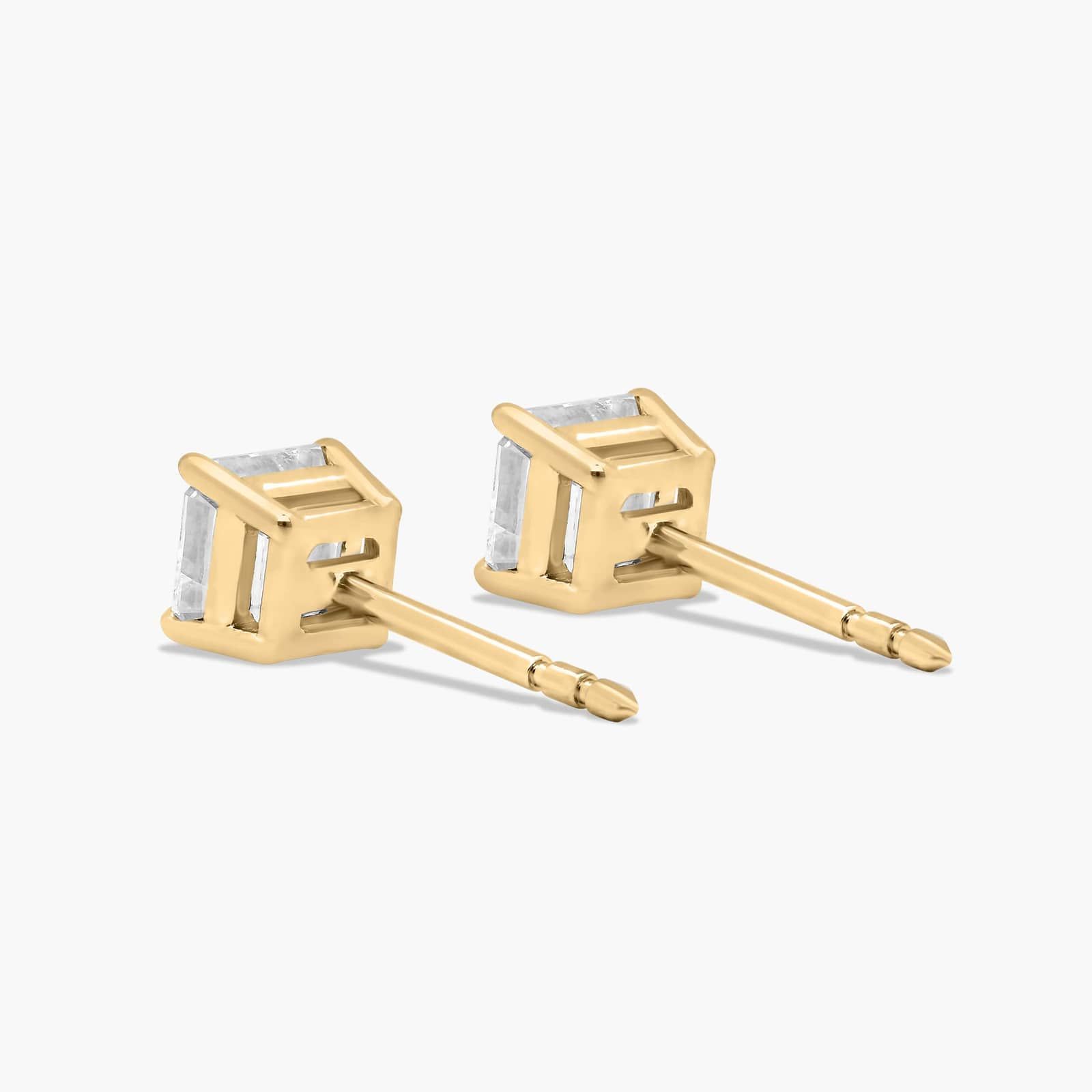 Asscher Cut 1 CTW Diamond Stud Earrings In 14K Yellow Gold